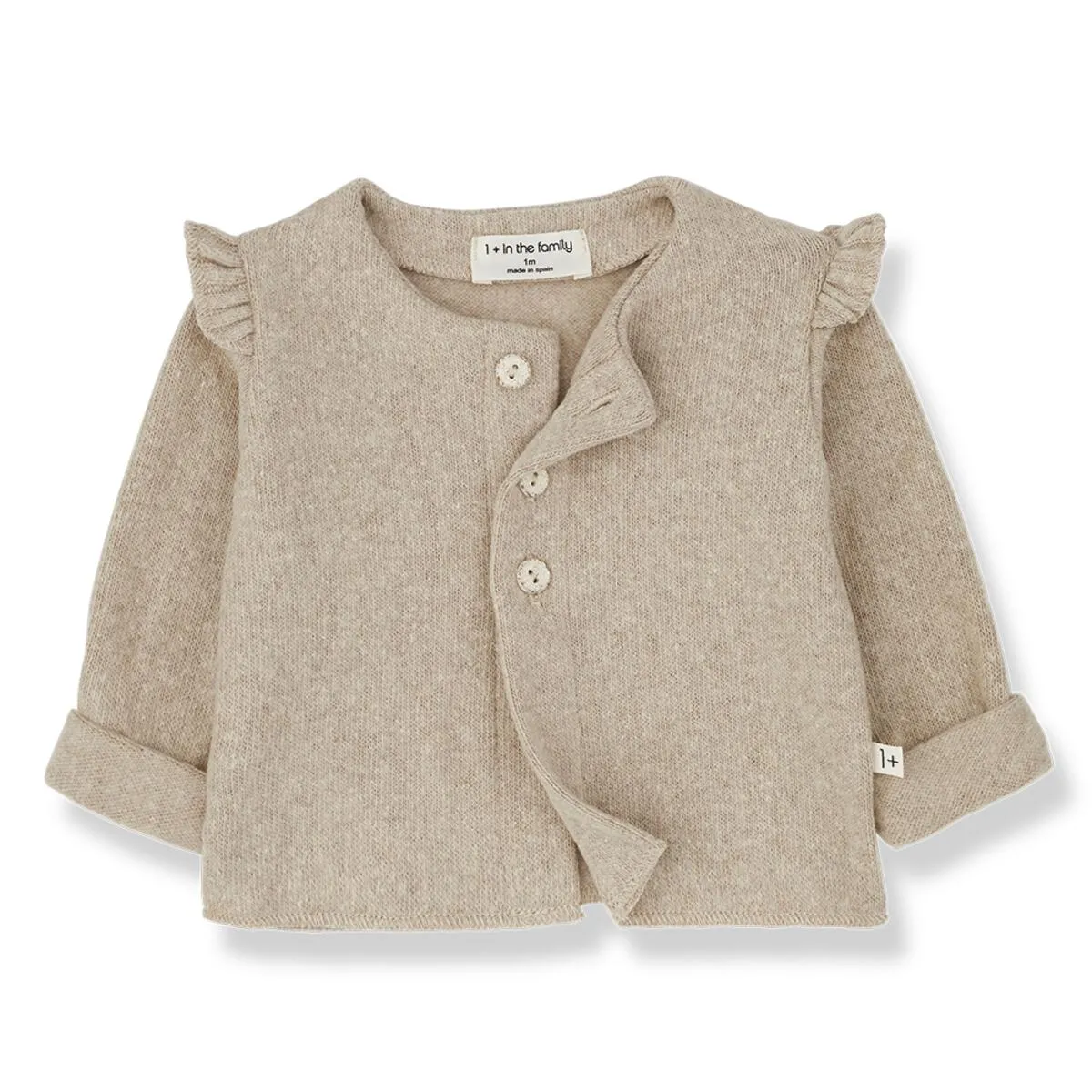 1  In The Family - Ruffle Shoulder Knit Sweater - Beige