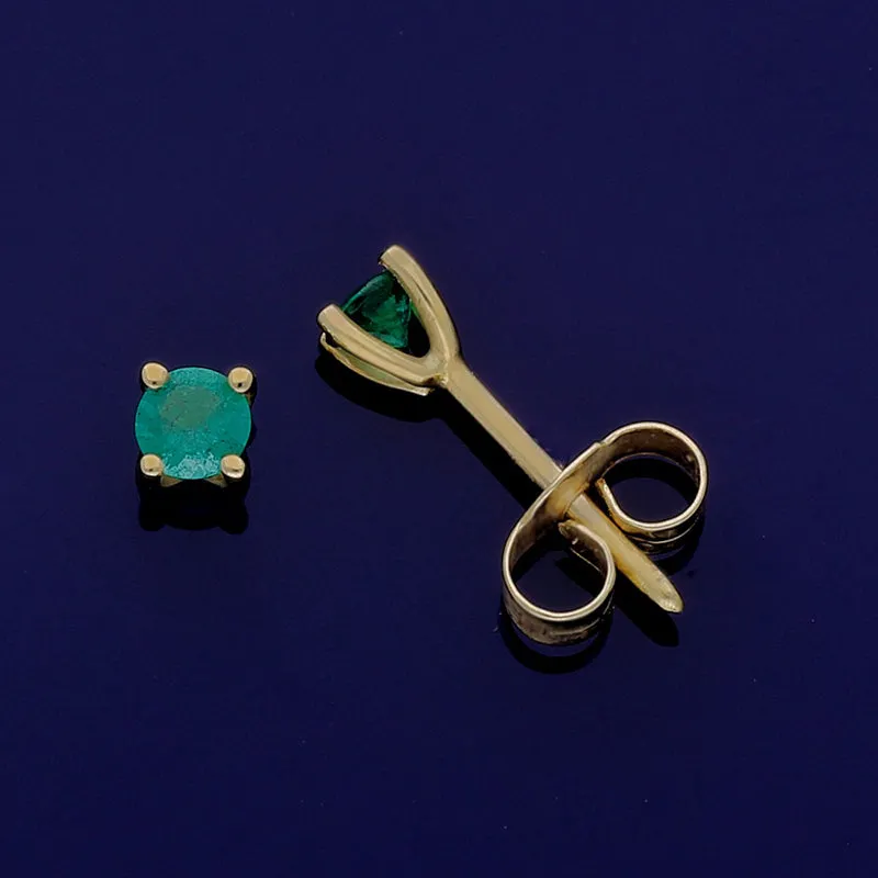 18ct Yellow Gold Emerald 3mm Stud Earrings