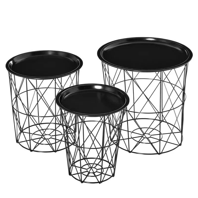 3pc Nesting Tables with Storage - Black