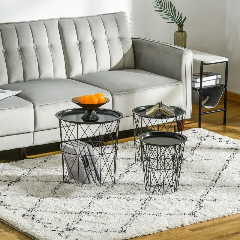 3pc Nesting Tables with Storage - Black