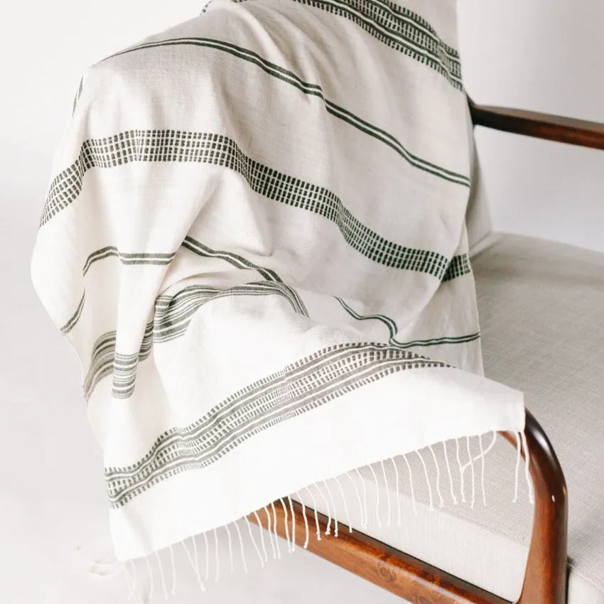 Aden Soft Cotton Throw Blanket (Natural/Grey)