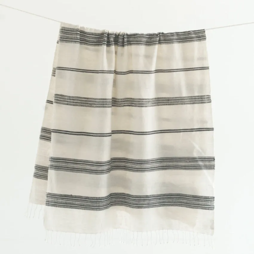 Aden Soft Cotton Throw Blanket (Natural/Grey)