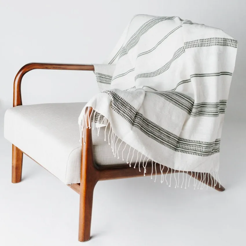 Aden Soft Cotton Throw Blanket (Natural/Grey)