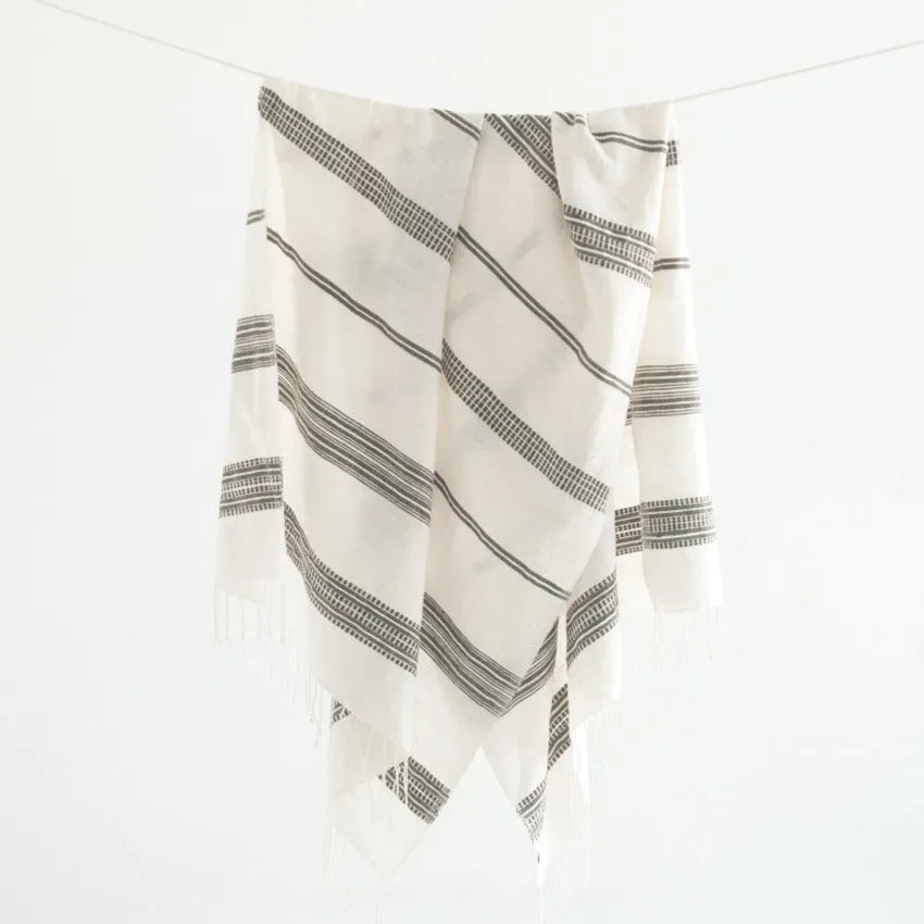 Aden Soft Cotton Throw Blanket (Natural/Grey)