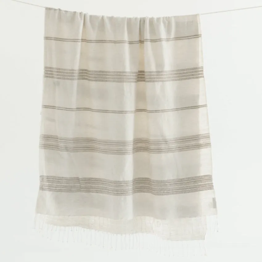 Aden Soft Cotton Throw Blanket (Natural/Stone)