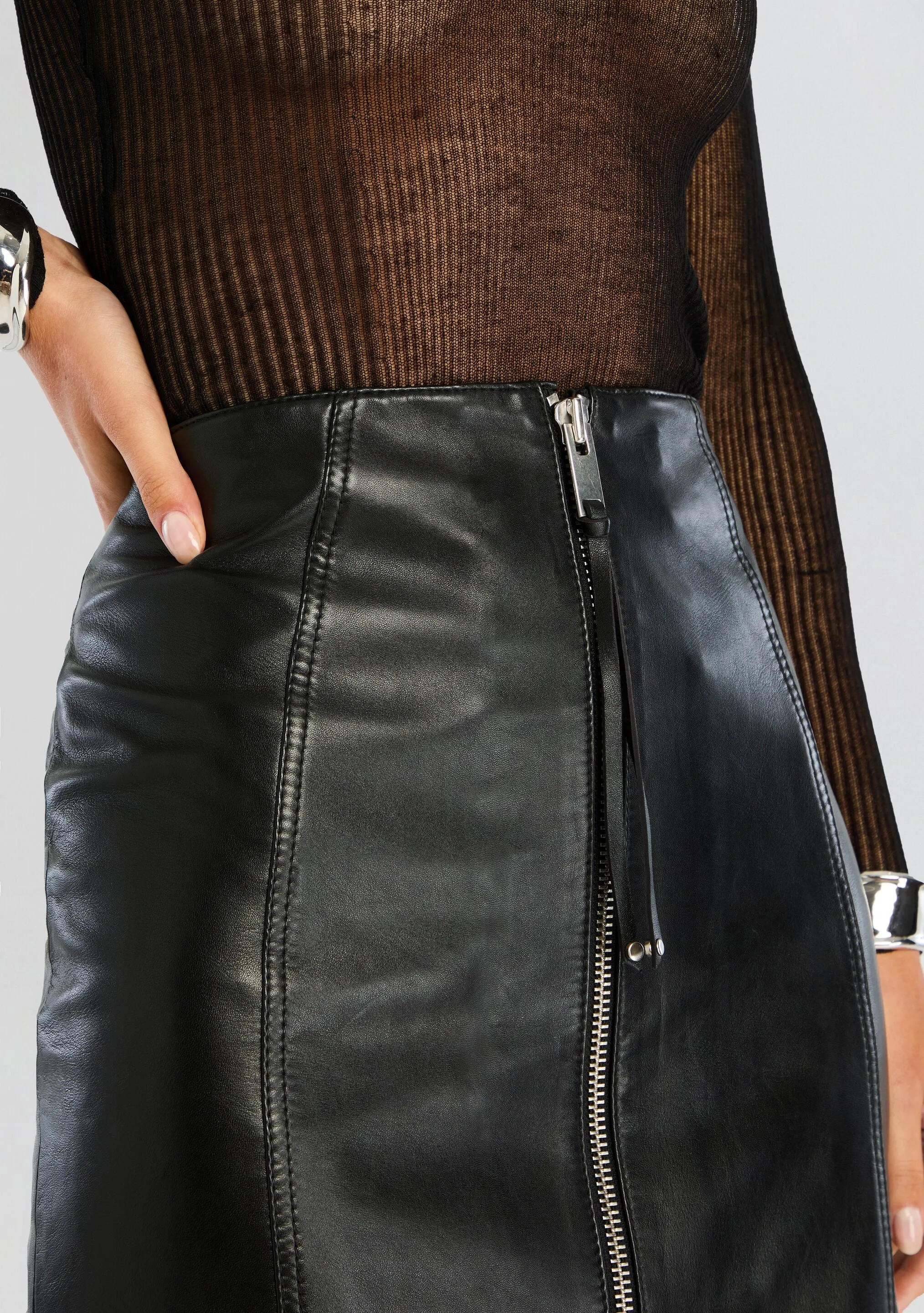 Adrienne Leather Skirt