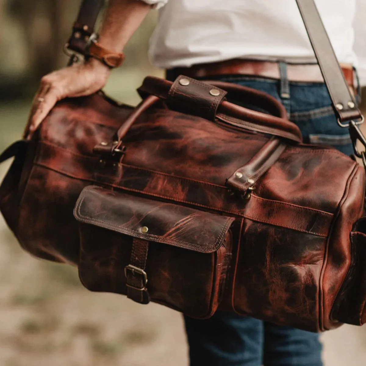 Balin Leather Travel Duffel Bag