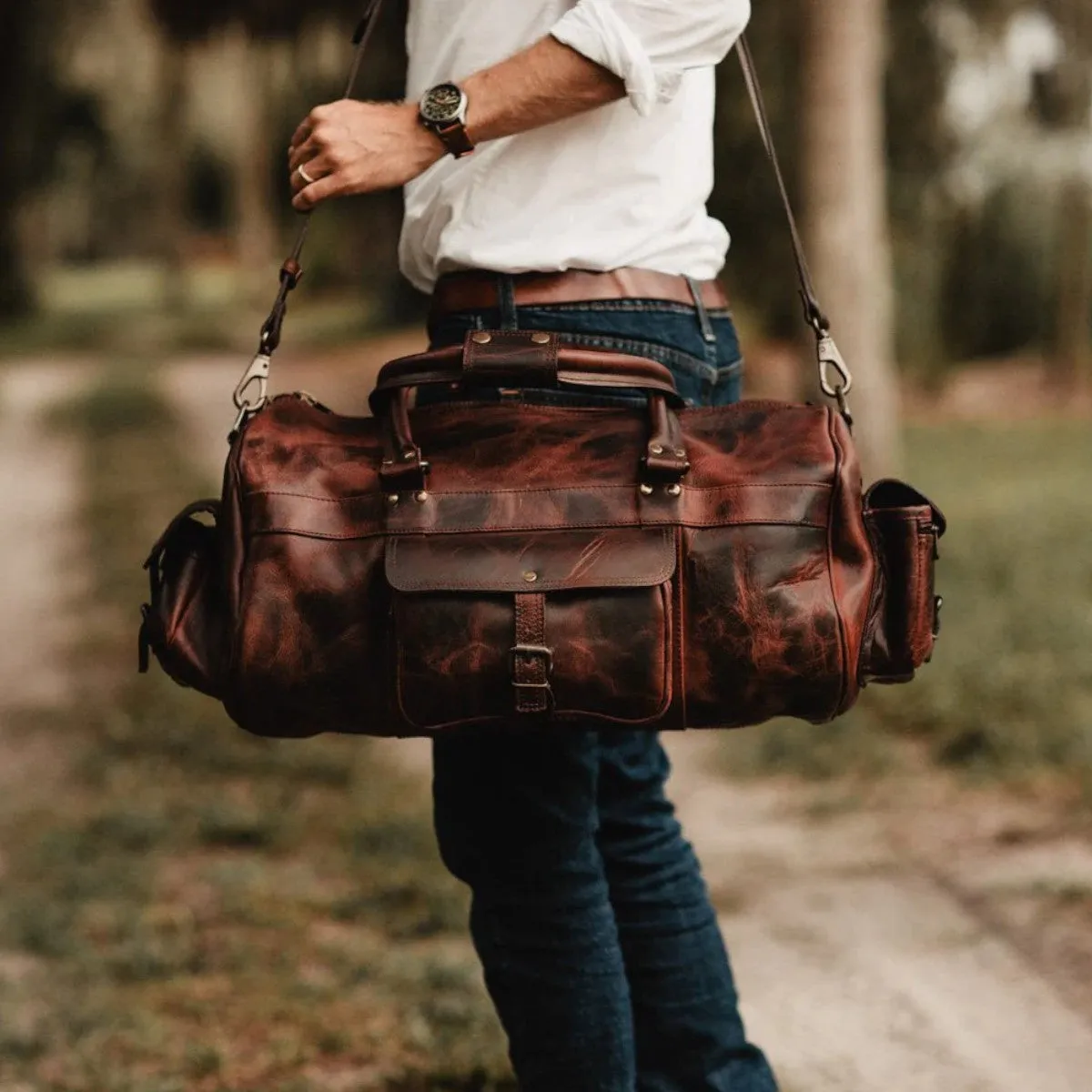 Balin Leather Travel Duffel Bag