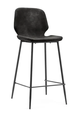 Black Leather Barstools (2) | By-Boo Seashell