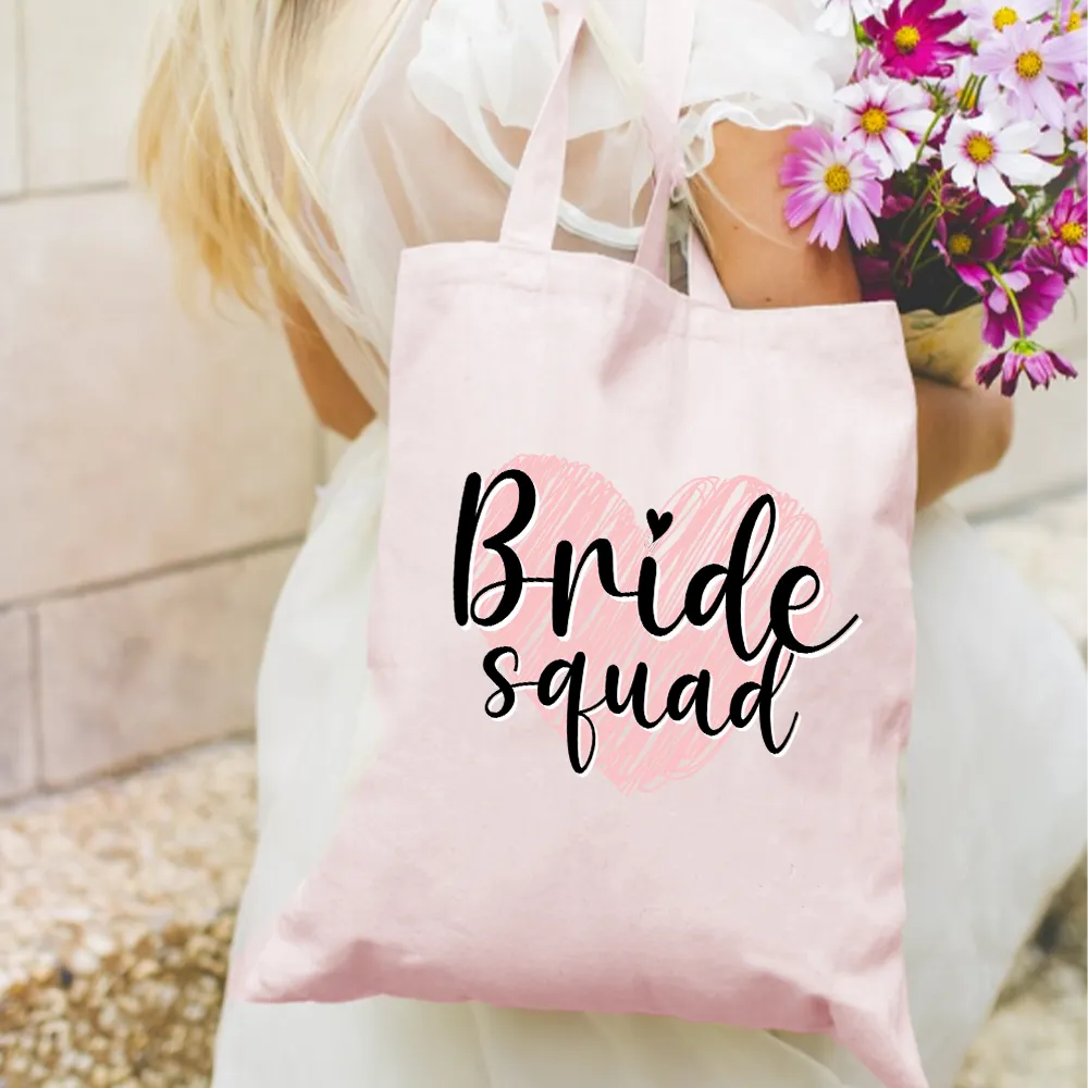 Bride Squad Heart Tote Bag