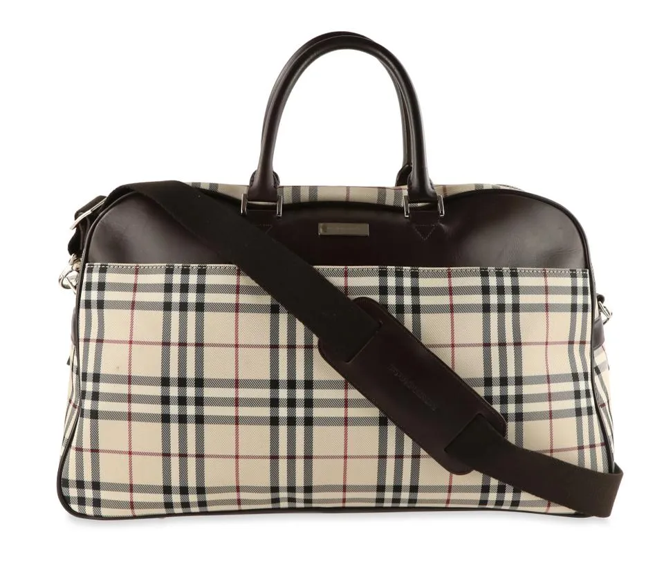 Burberry Duffle Nova Check Beige Canvas Weekend/Travel Bag