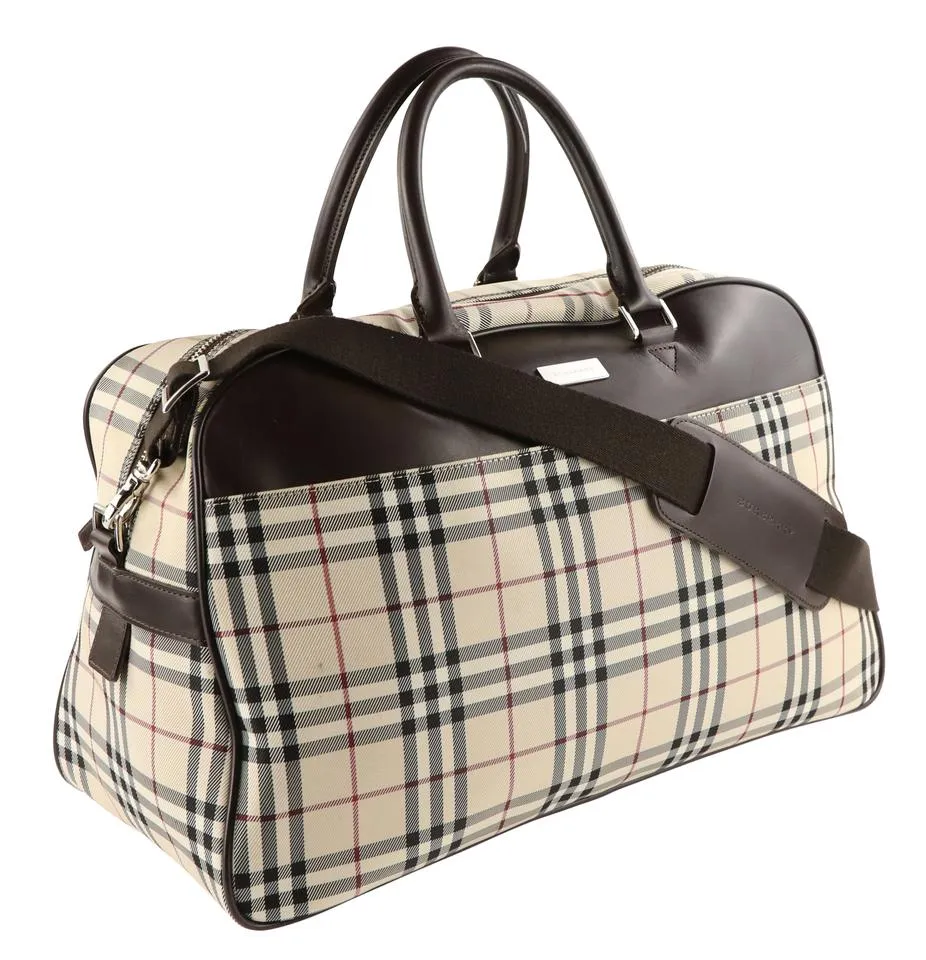 Burberry Duffle Nova Check Beige Canvas Weekend/Travel Bag