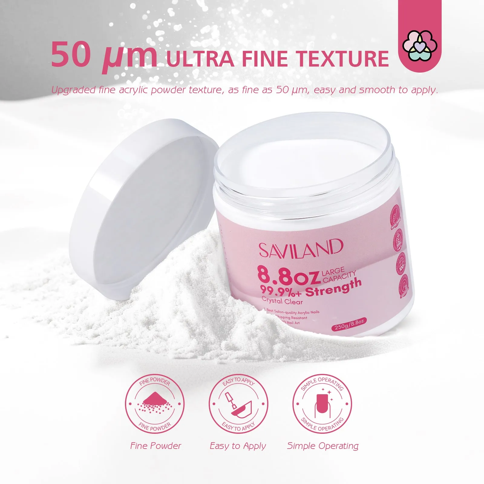 Clear Acrylic Powder - 250g/8.8oz for Nail Extensions