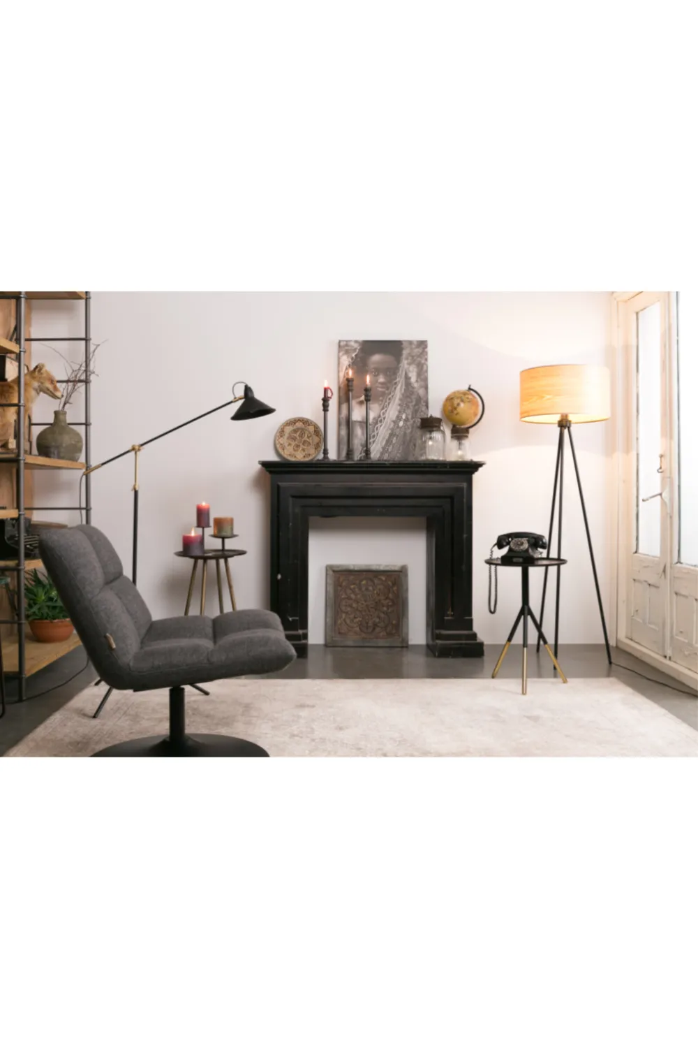 Dark Gray Pedestal Accent Chair | Dutchbone Bar