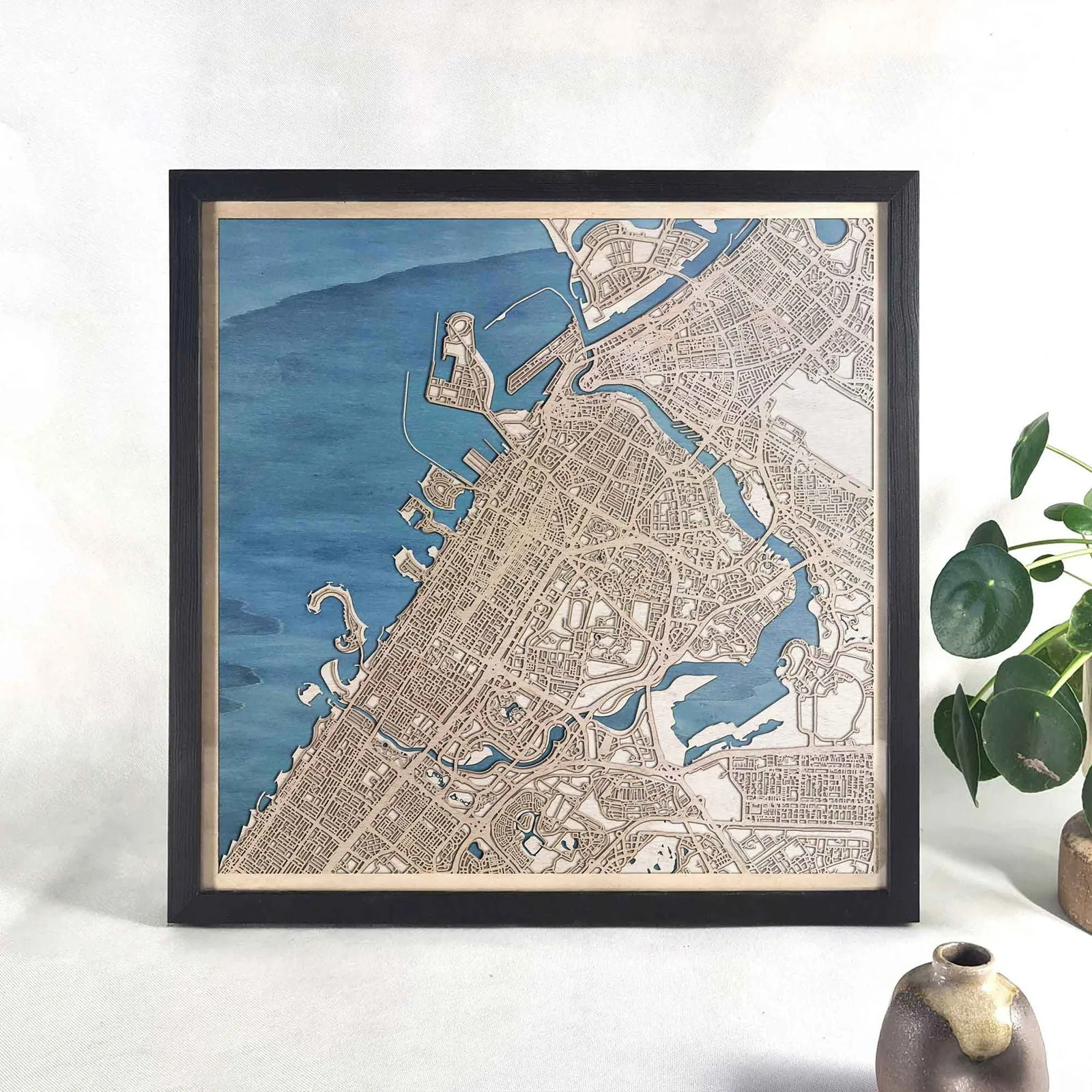 Dubai Wooden Map