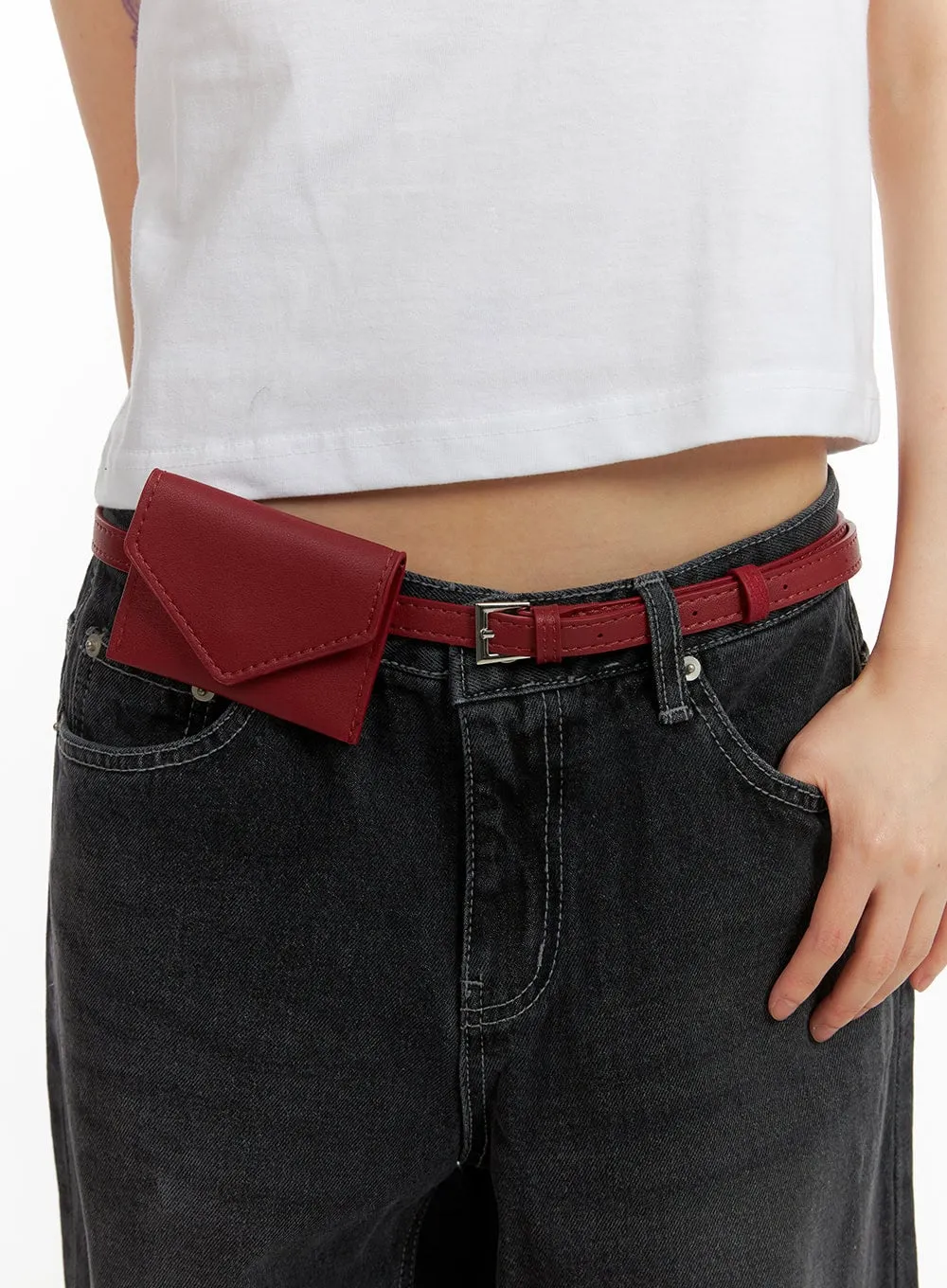 Faux Leather Buckle Belt CU410