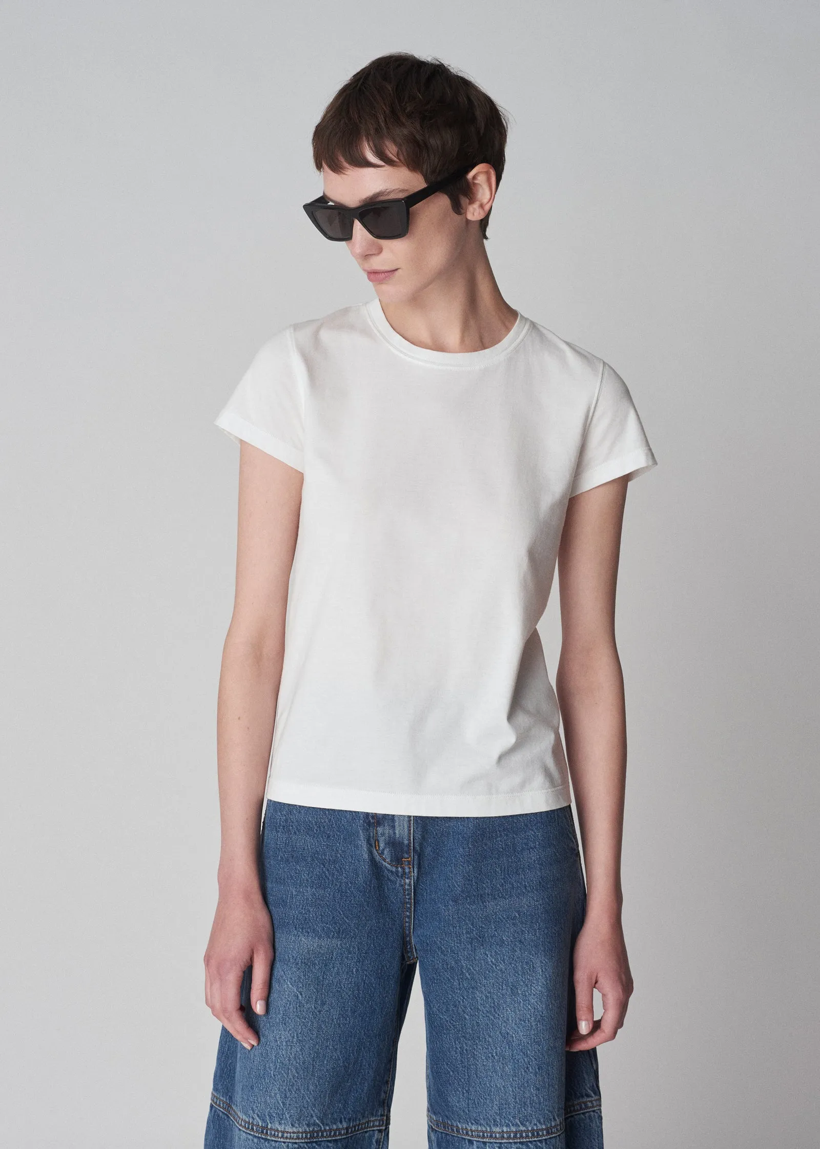 Fitted Tee in Cotton Jersey - White