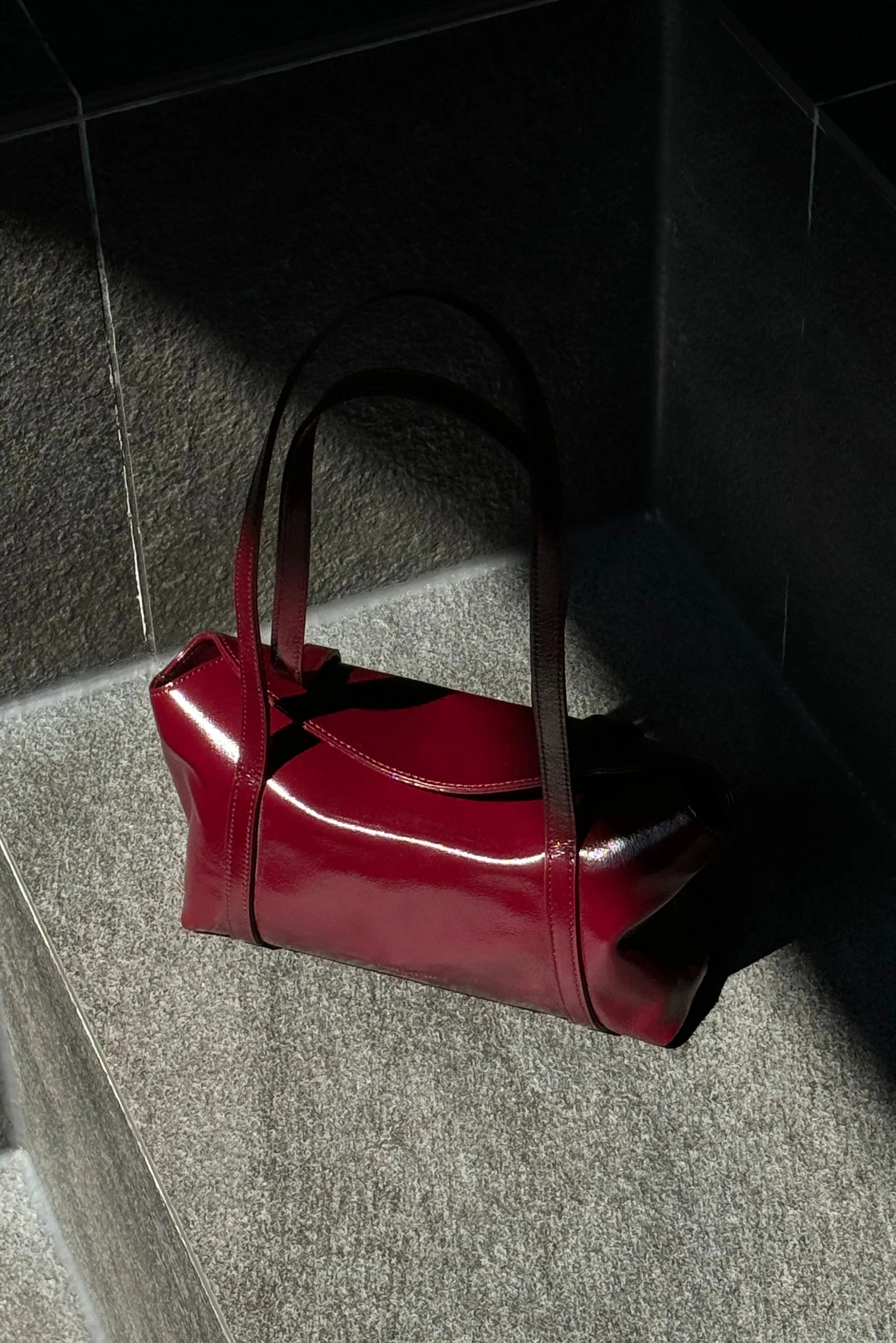 Folding Box Bag - Patent Cherry