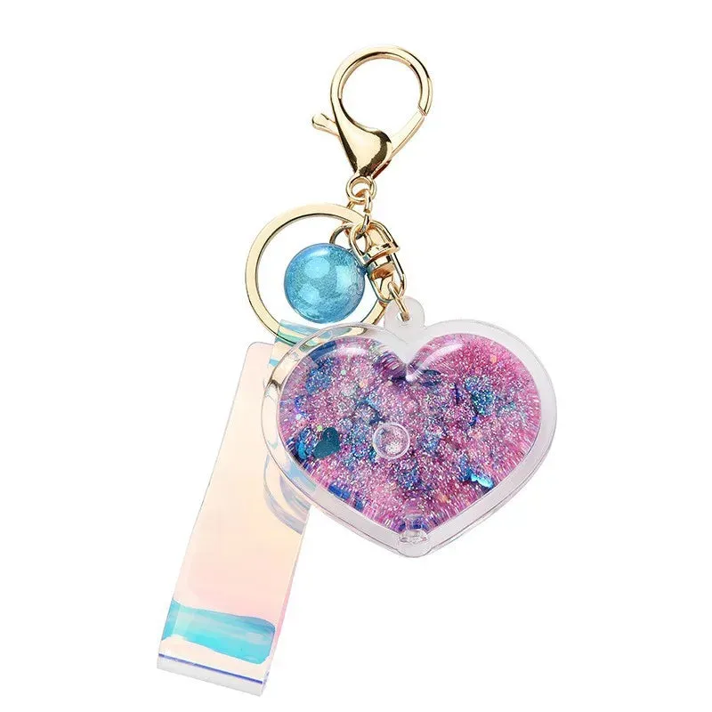 Glitter Quicksand Aesthetic Heart Keychain