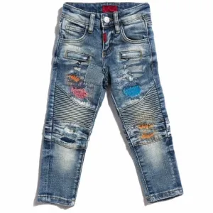 Haus Of Jr Kids Hamlin Biker Denim (Light Indigo) HOJFA20-101