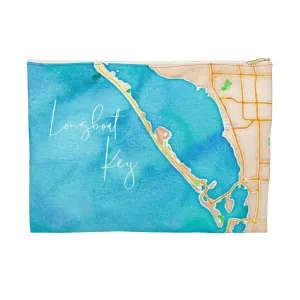 Longboat Key Watercolor Map Accessory Pouch with Tranquil Waters Back