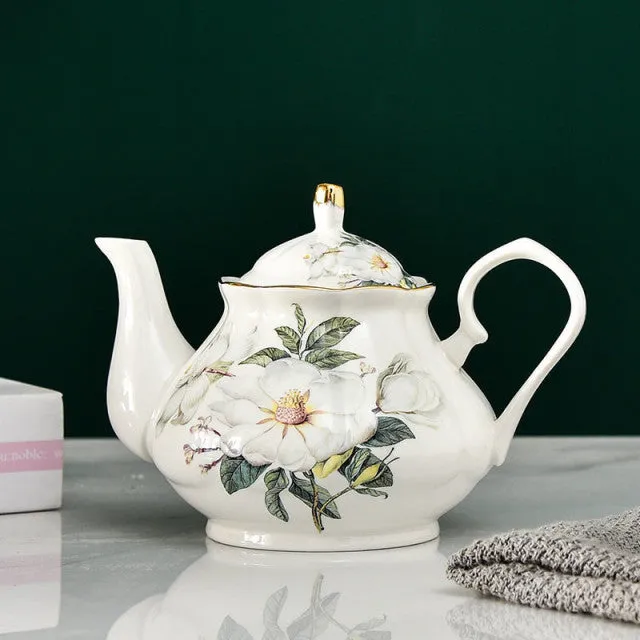 Luxurious Bone China Teapot 400/900ML Is A Classic Porcelain Kettle For Home Is A Perfect Gift