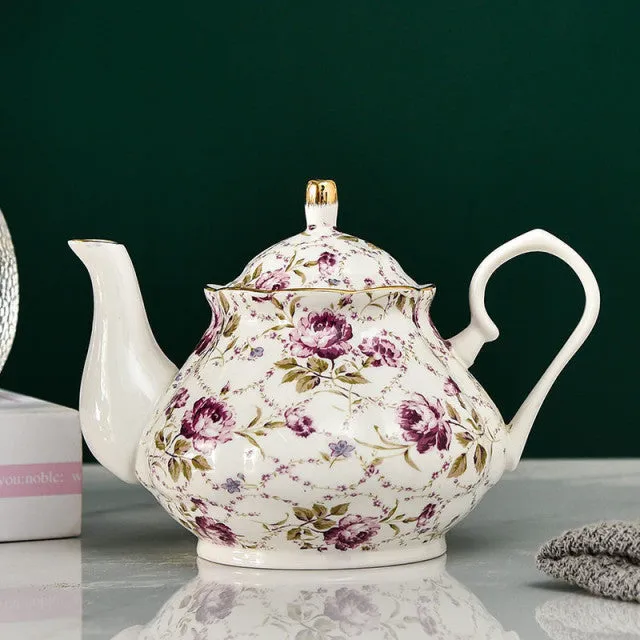 Luxurious Bone China Teapot 400/900ML Is A Classic Porcelain Kettle For Home Is A Perfect Gift