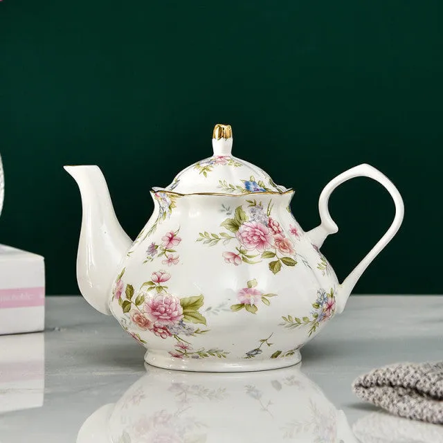 Luxurious Bone China Teapot 400/900ML Is A Classic Porcelain Kettle For Home Is A Perfect Gift