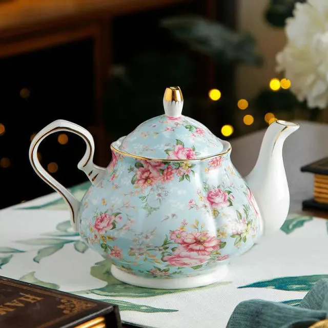 Luxurious Bone China Teapot 400/900ML Is A Classic Porcelain Kettle For Home Is A Perfect Gift