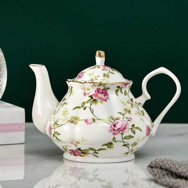 Luxurious Bone China Teapot 400/900ML Is A Classic Porcelain Kettle For Home Is A Perfect Gift