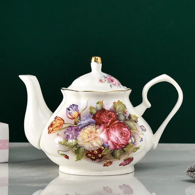 Luxurious Bone China Teapot 400/900ML Is A Classic Porcelain Kettle For Home Is A Perfect Gift