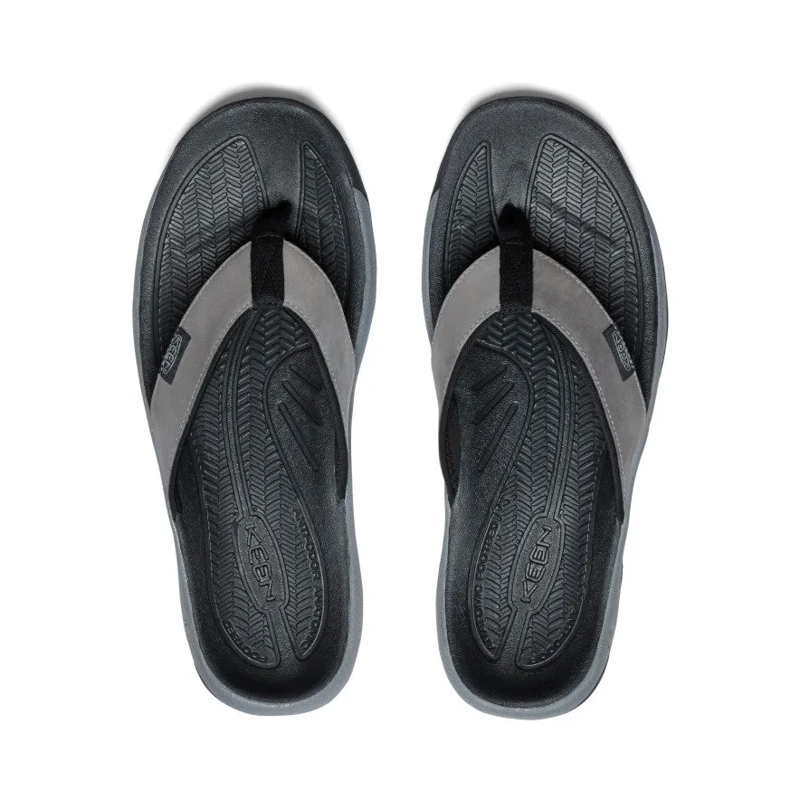 Men's Kona Leather Flip-Flop  |  Steel Grey/Black