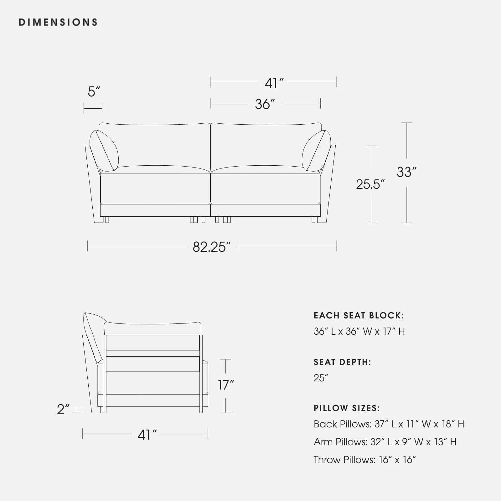 Modular Bondi Black 2-Seater Sofa in Peacock | Classic Blend