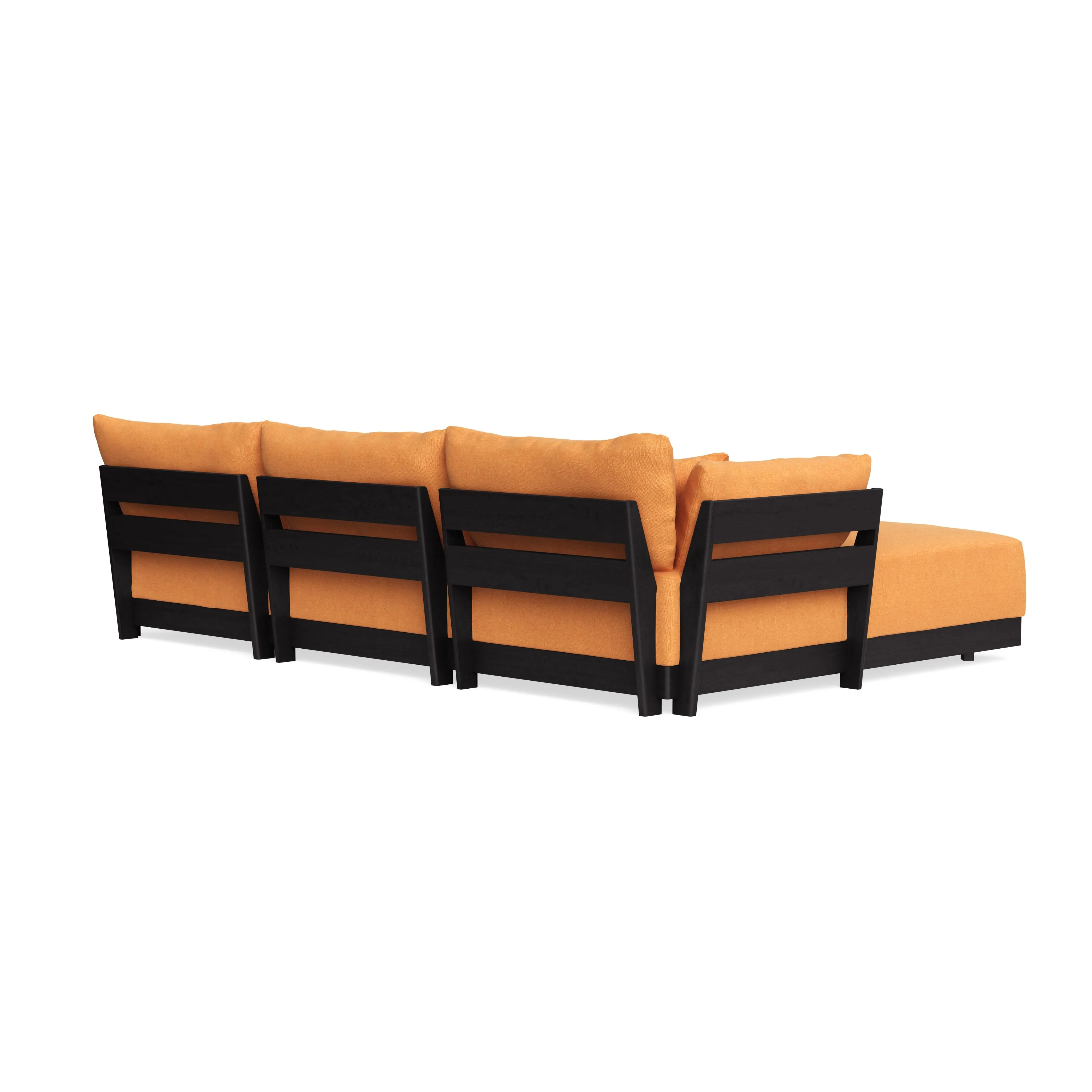 Modular Bondi Black 3-Seater Daybed Sofa Sectional in Tangerine | Classic Blend