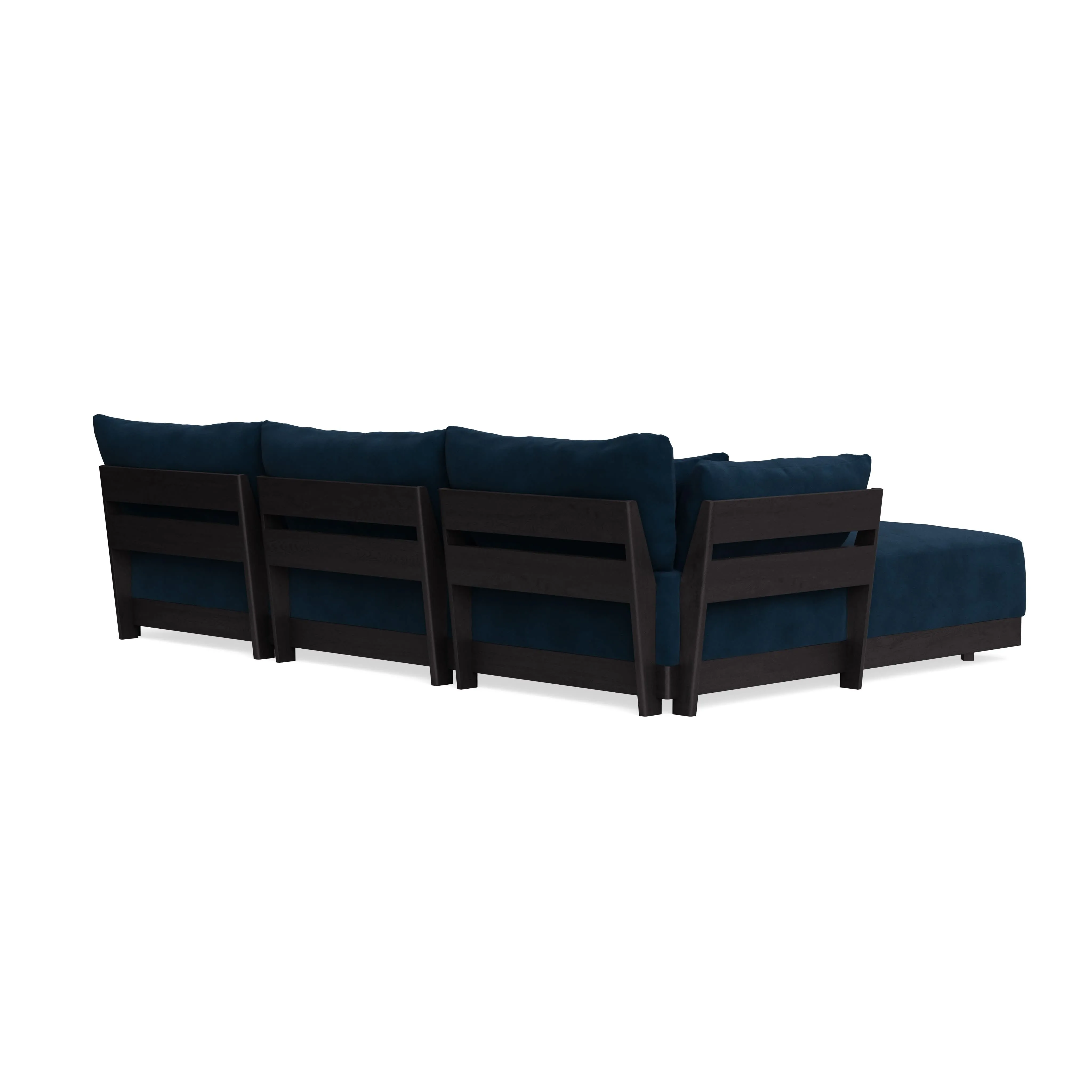 Modular Bondi Black 3-Seater Sectional in Royal Blue | Classic Blend