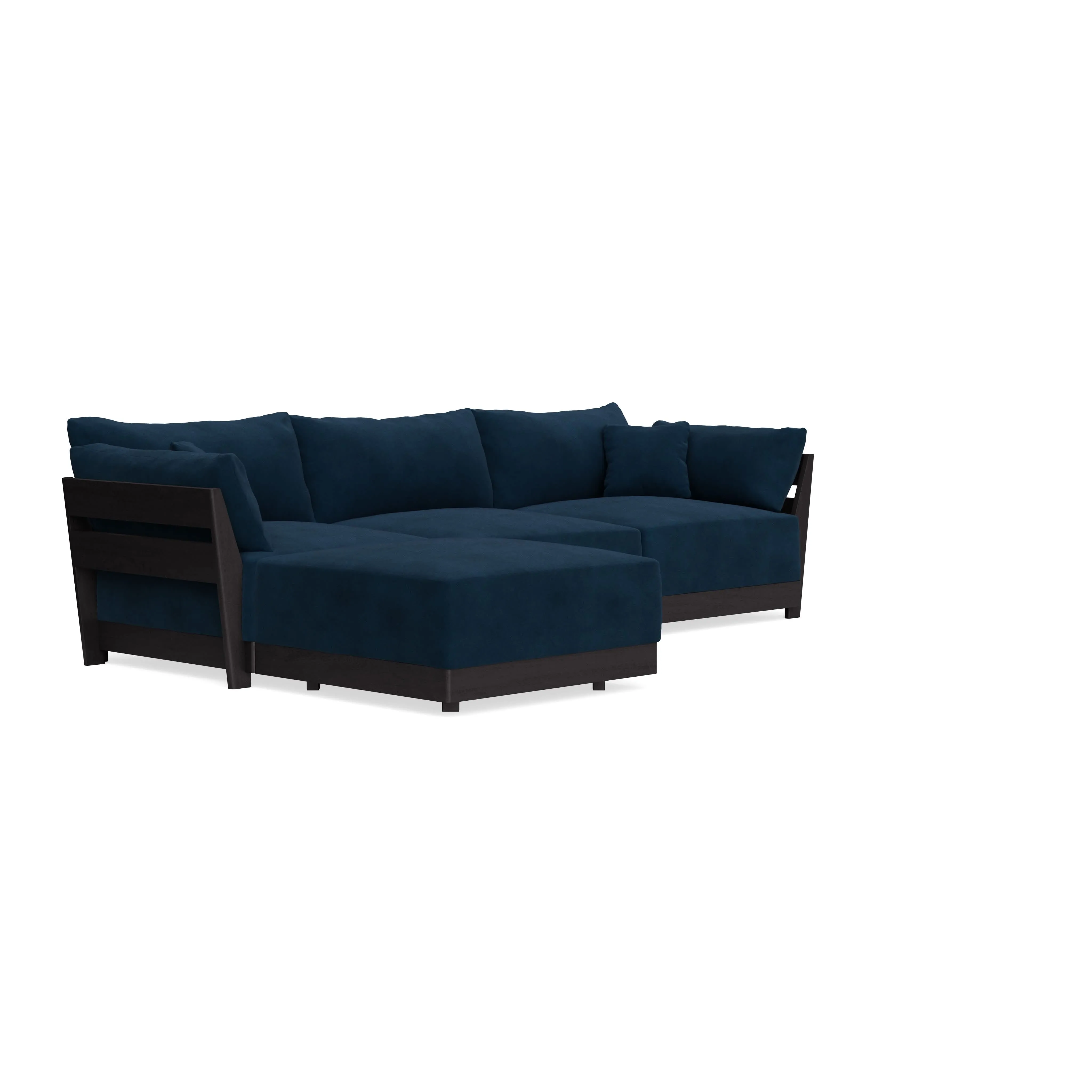 Modular Bondi Black 3-Seater Sectional in Royal Blue | Classic Blend