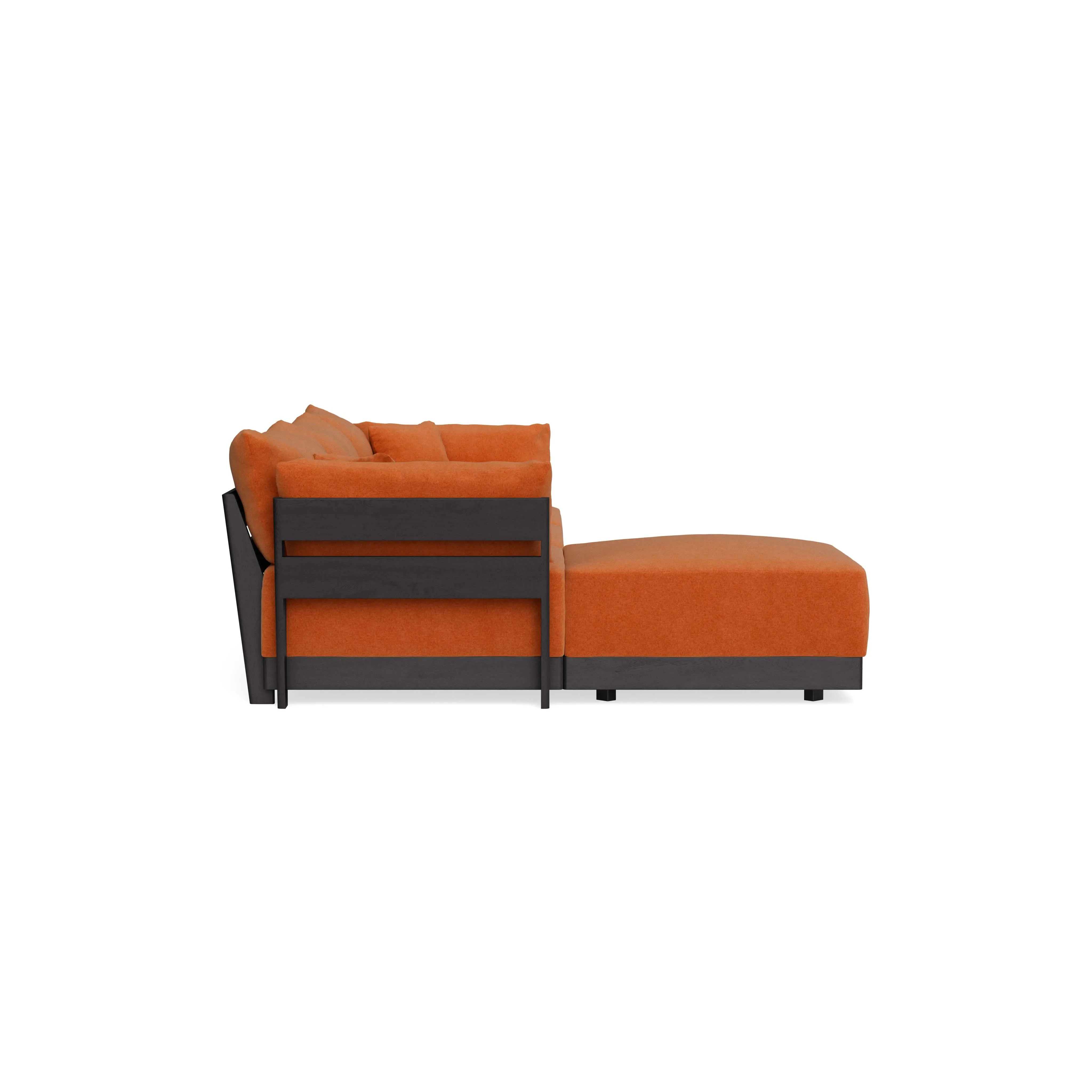 Modular Bondi Black 3-Seater Sectional in Terracotta | Classic Blend