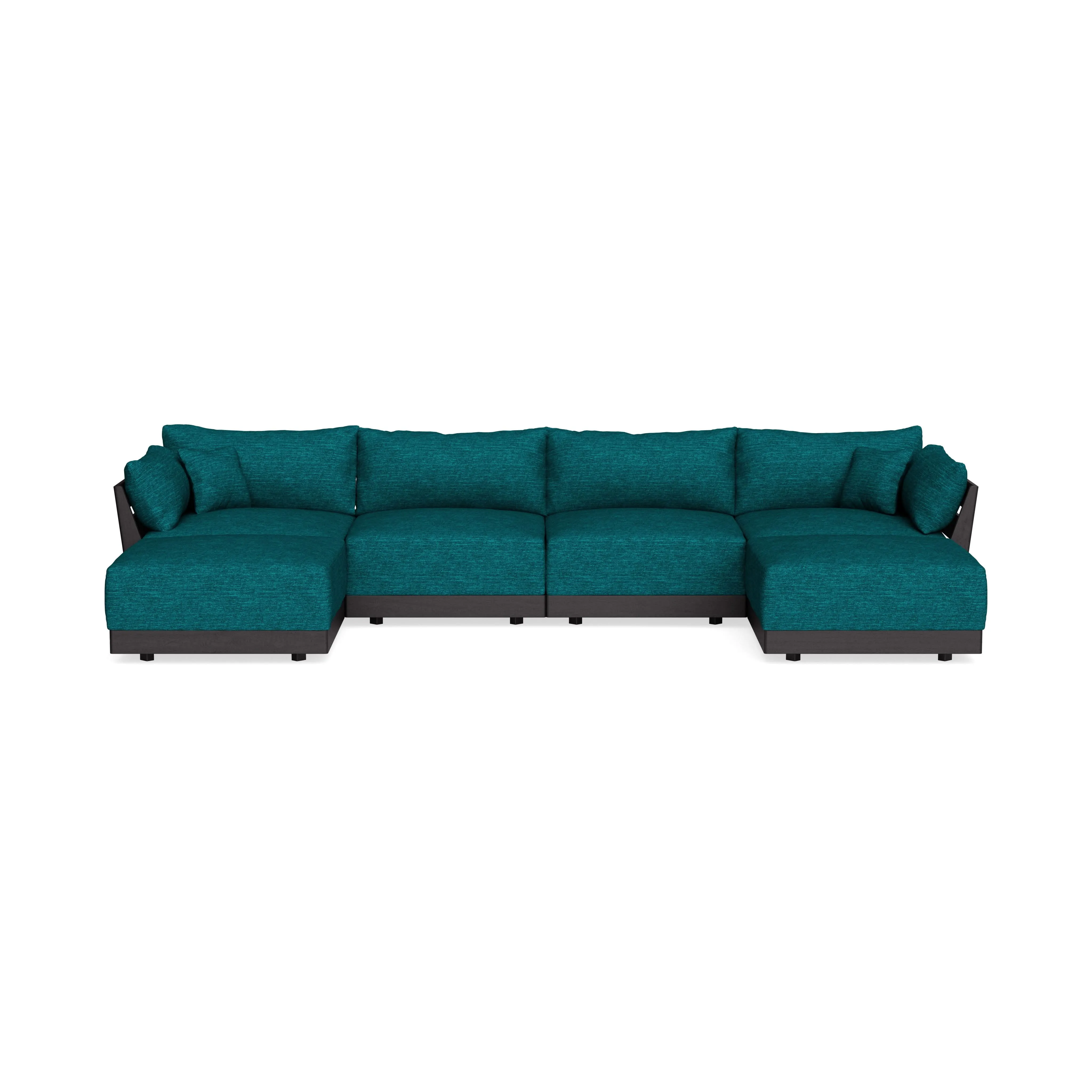 Modular Bondi Black 4-Seater U-Sectional in Marine Teal | Classic Blend