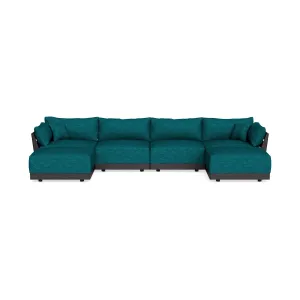 Modular Bondi Black 4-Seater U-Sectional in Marine Teal | Classic Blend