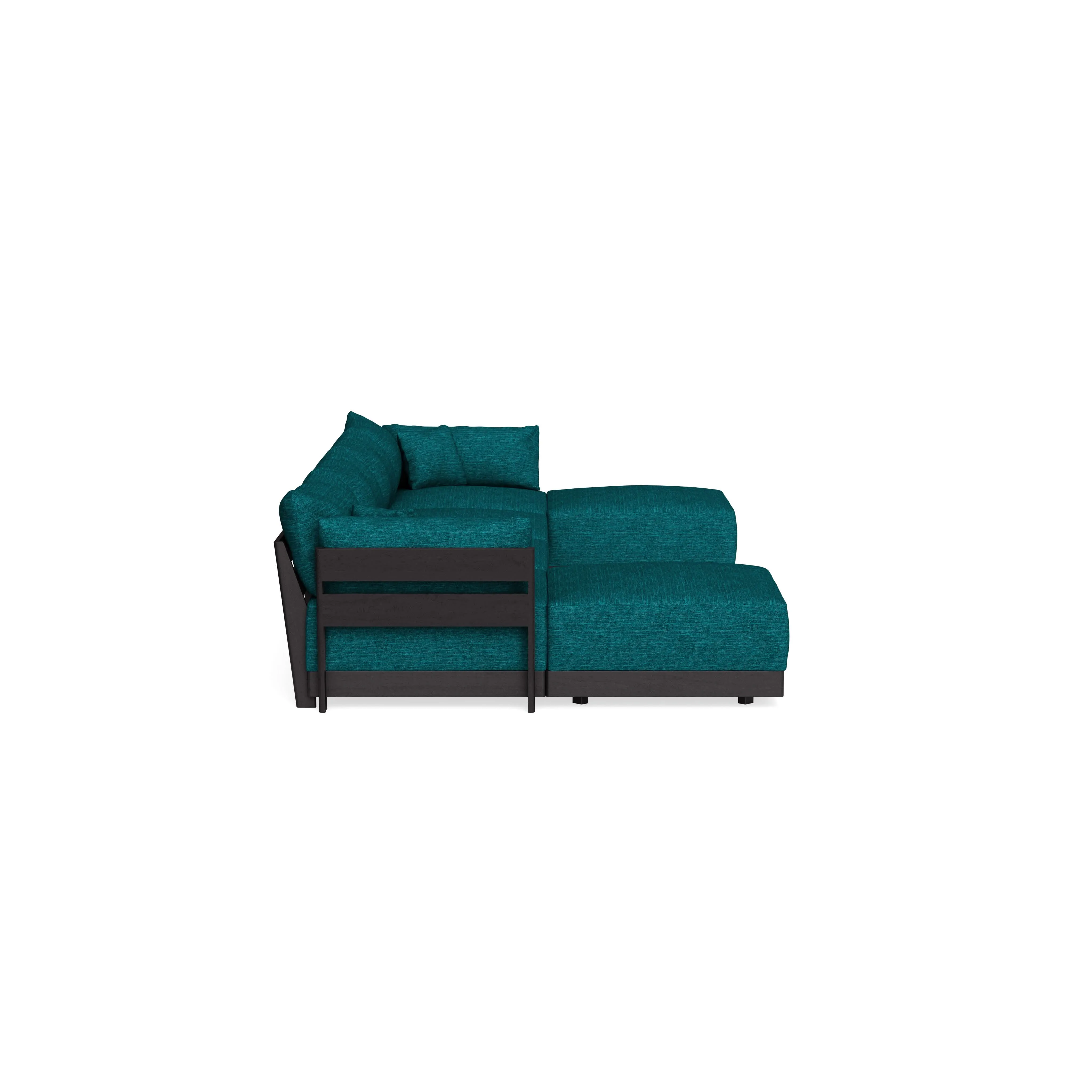 Modular Bondi Black 4-Seater U-Sectional in Marine Teal | Classic Blend