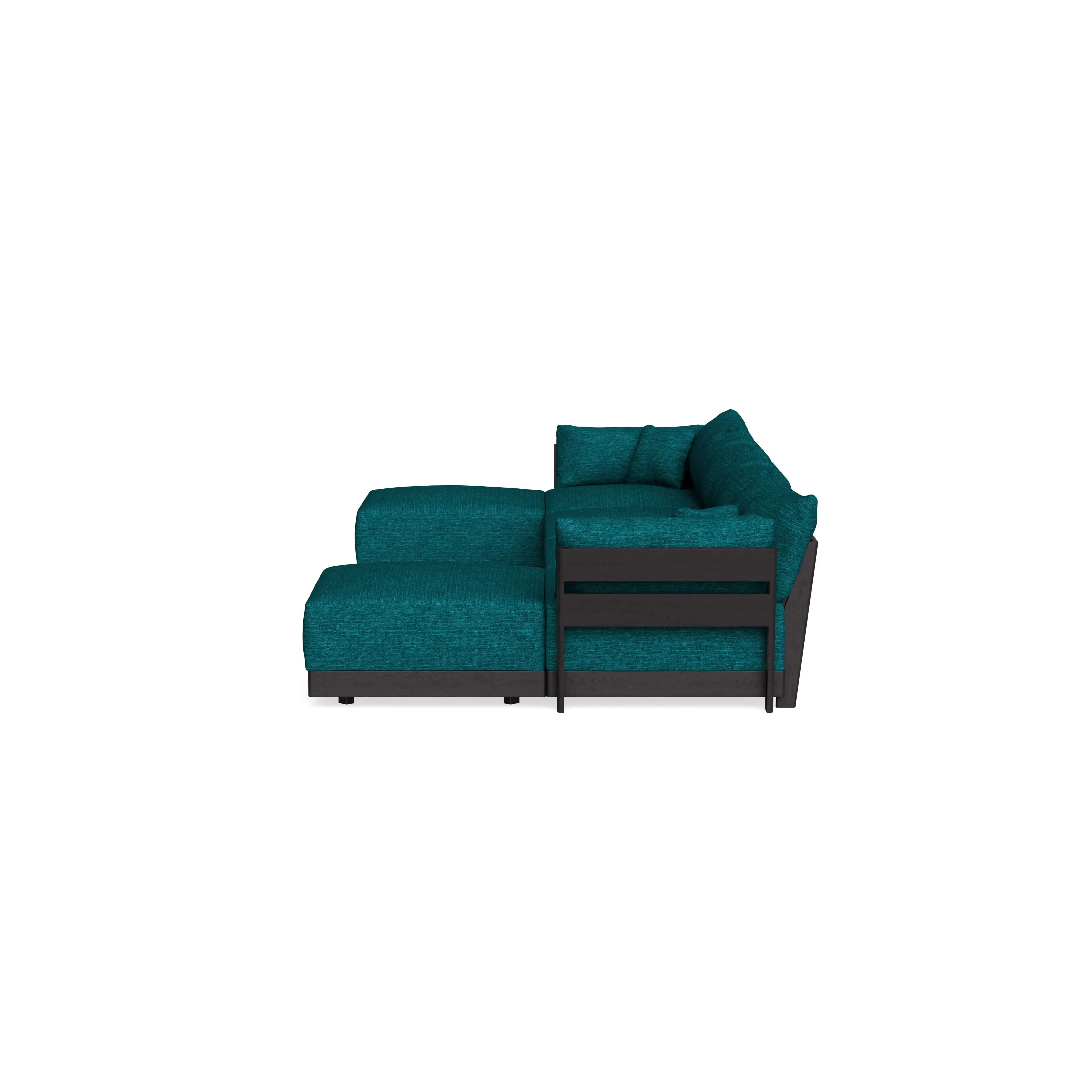 Modular Bondi Black 4-Seater U-Sectional in Marine Teal | Classic Blend