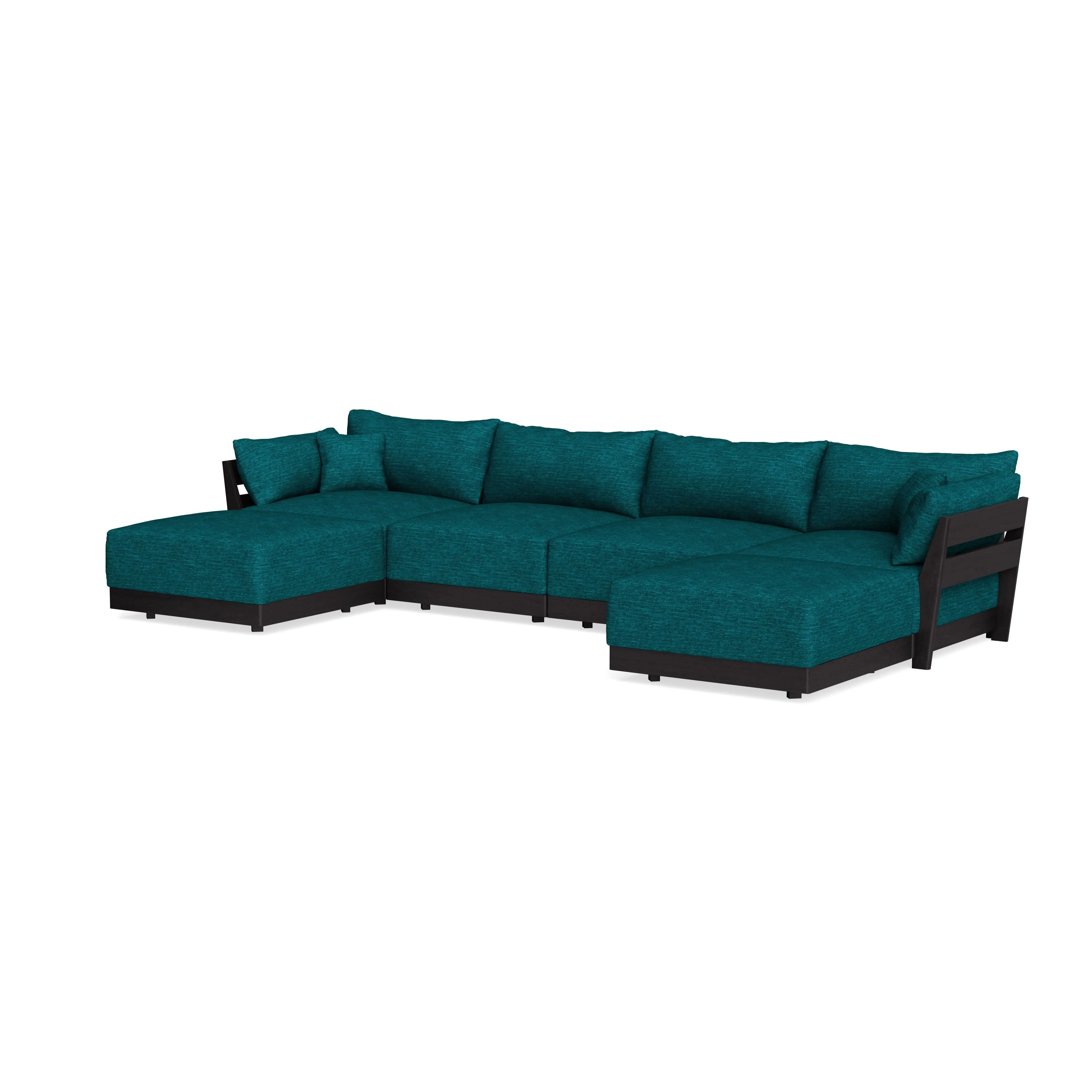 Modular Bondi Black 4-Seater U-Sectional in Marine Teal | Classic Blend