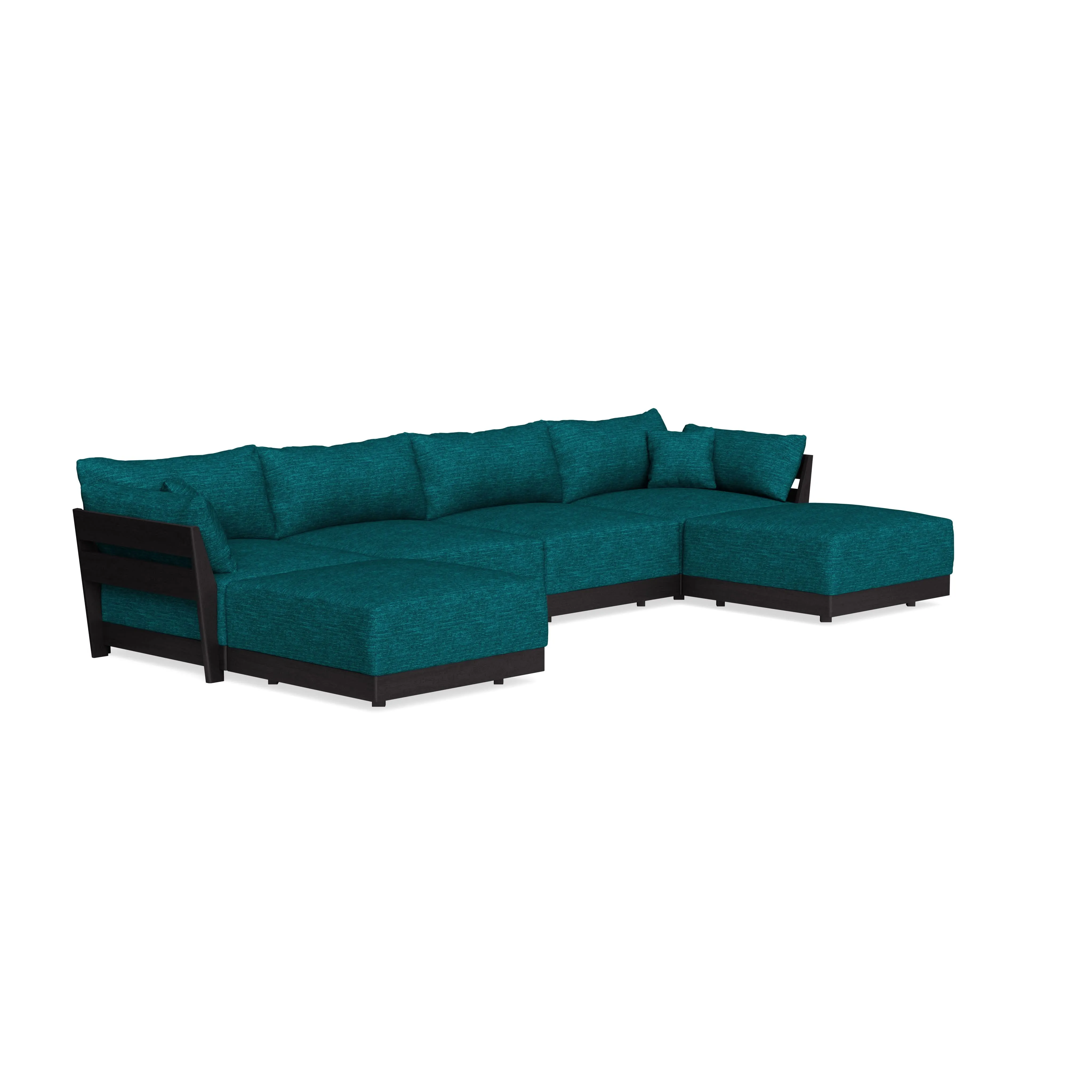 Modular Bondi Black 4-Seater U-Sectional in Marine Teal | Classic Blend