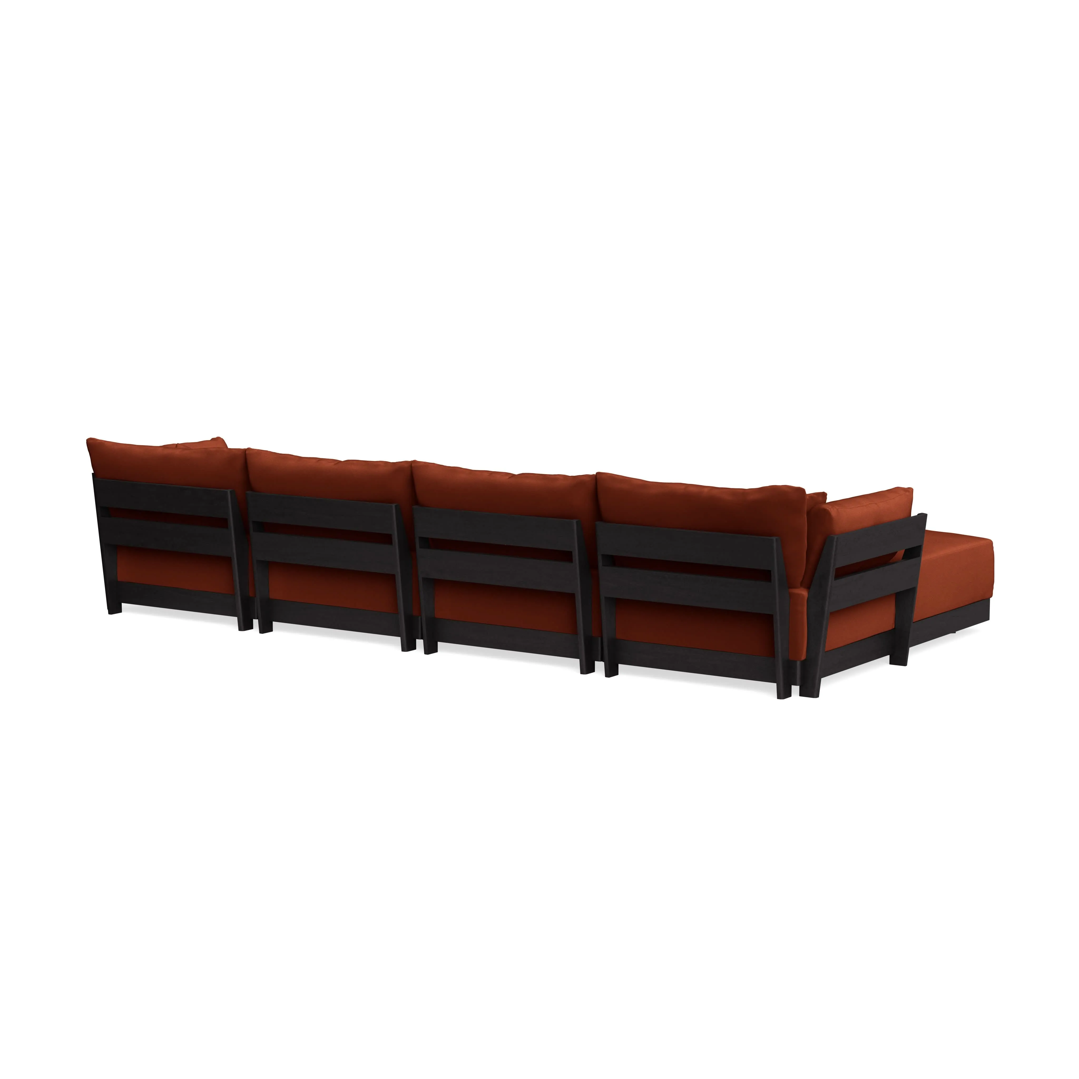 Modular Bondi Black 4-Seater U-Sectional in Rust | Classic Blend