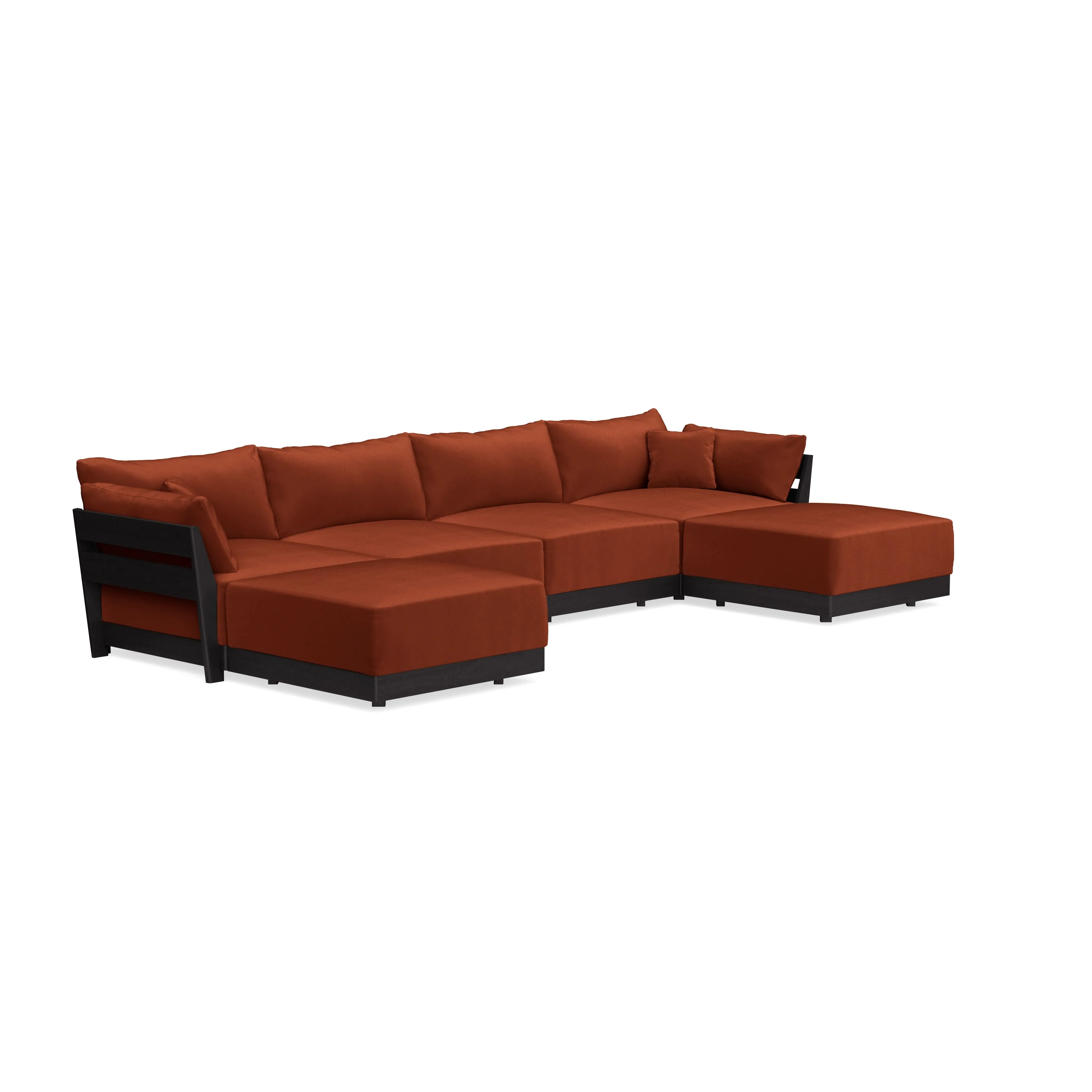 Modular Bondi Black 4-Seater U-Sectional in Rust | Classic Blend