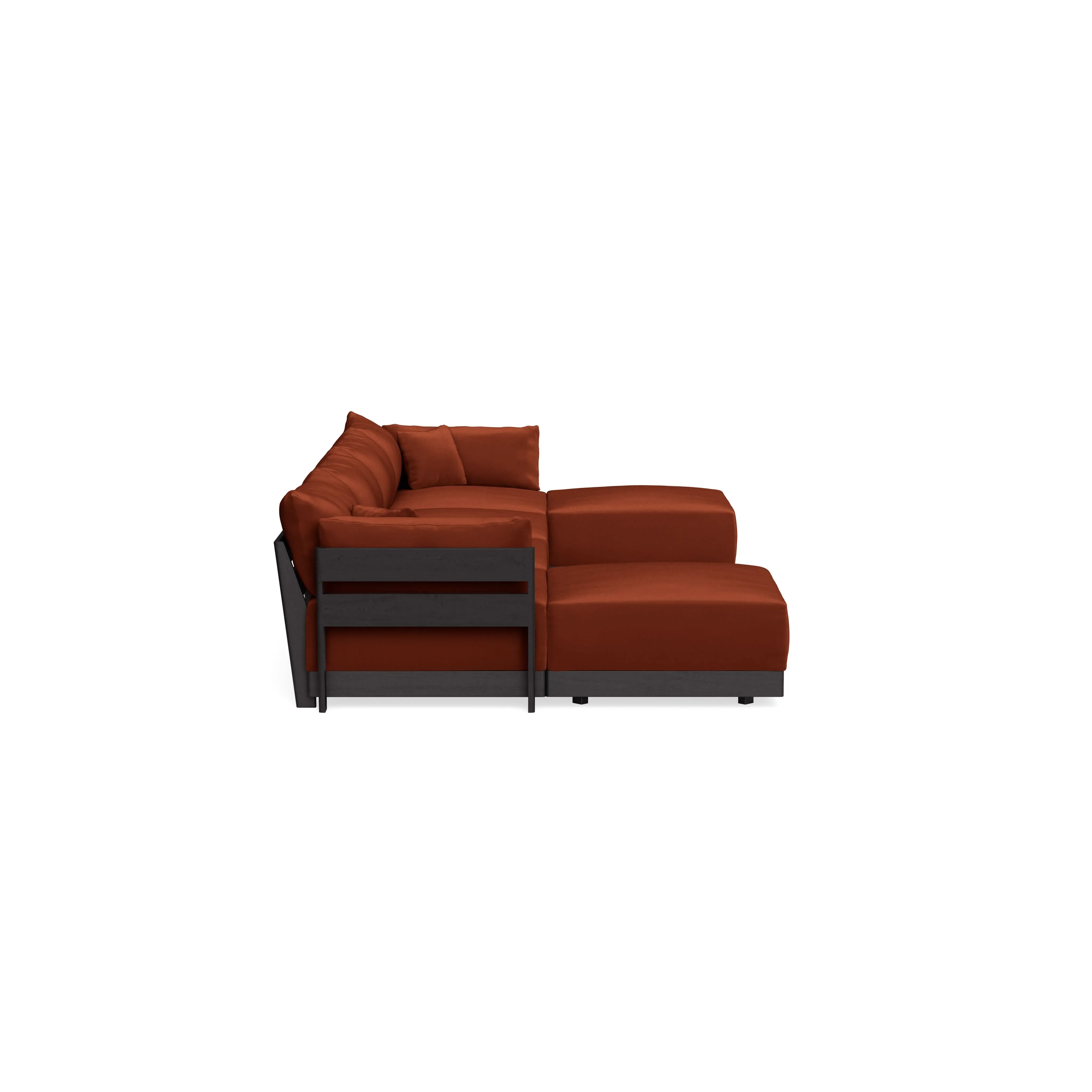 Modular Bondi Black 4-Seater U-Sectional in Rust | Classic Blend