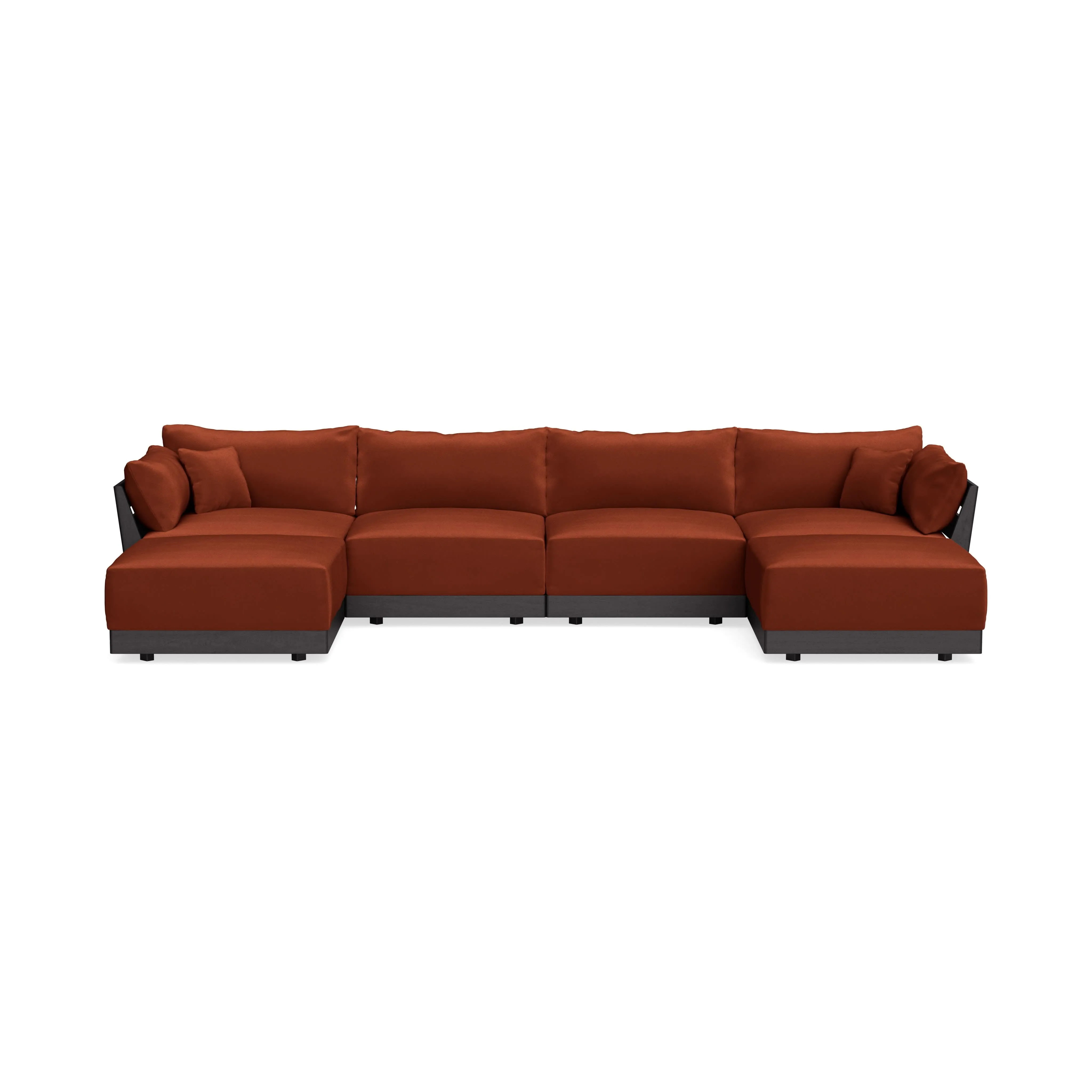 Modular Bondi Black 4-Seater U-Sectional in Rust | Classic Blend