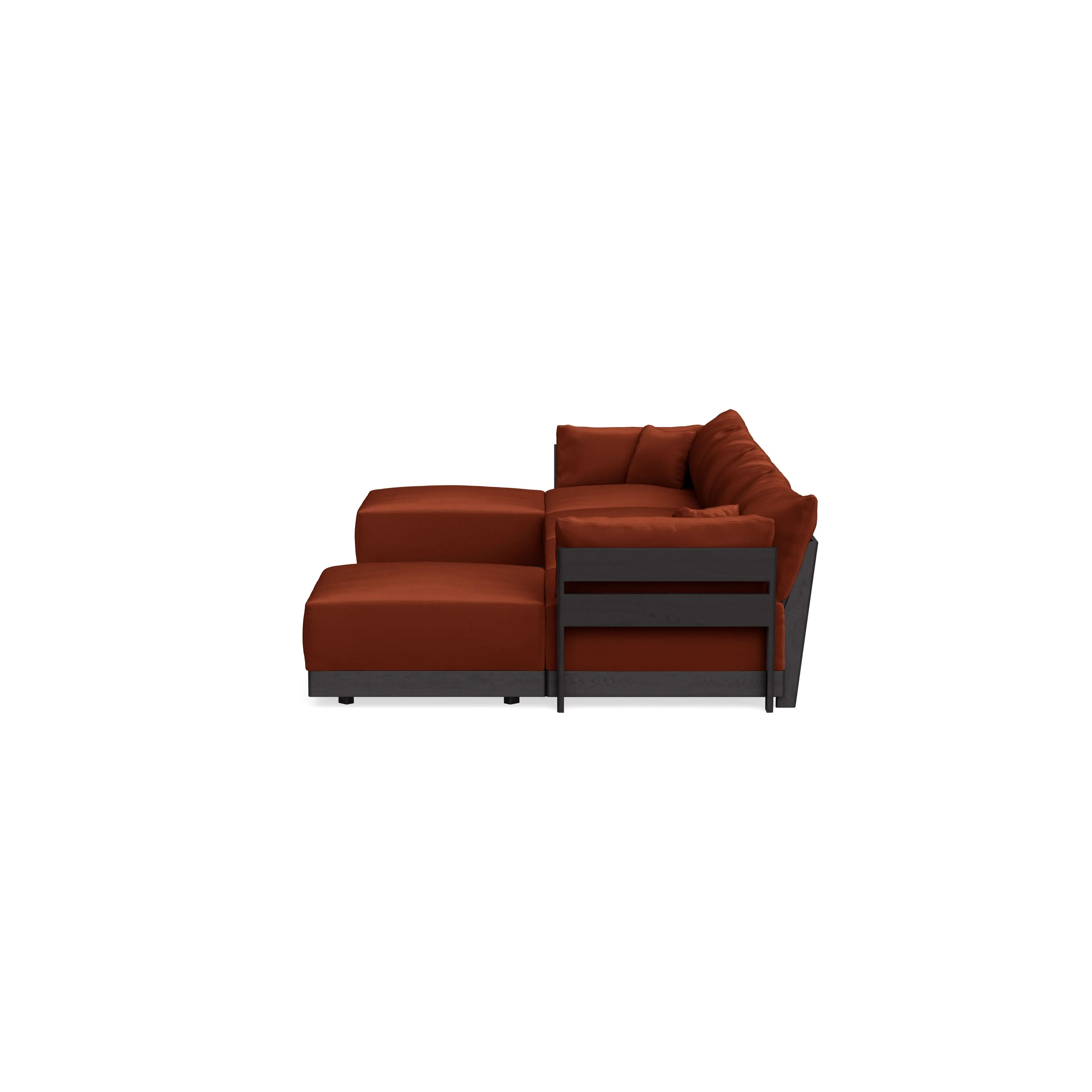 Modular Bondi Black 4-Seater U-Sectional in Rust | Classic Blend