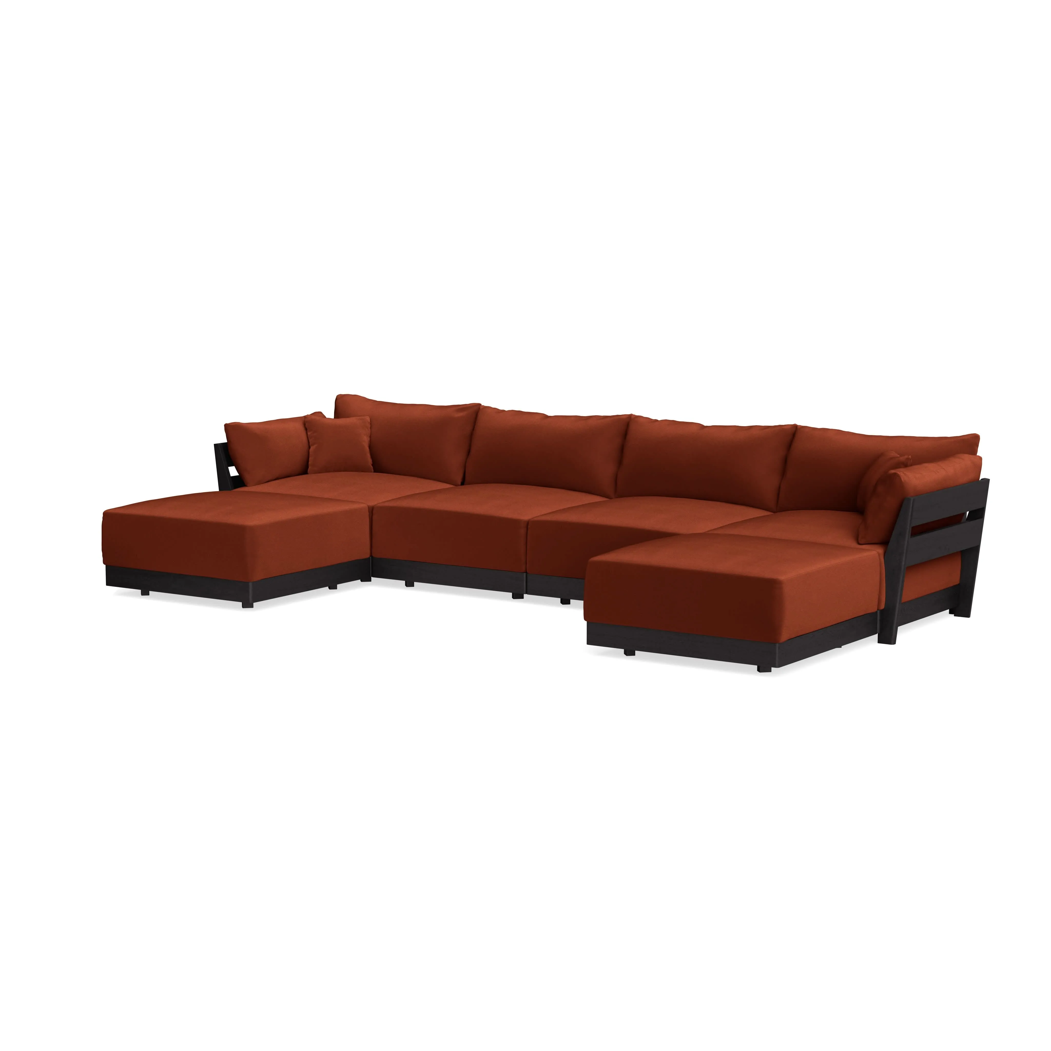 Modular Bondi Black 4-Seater U-Sectional in Rust | Classic Blend