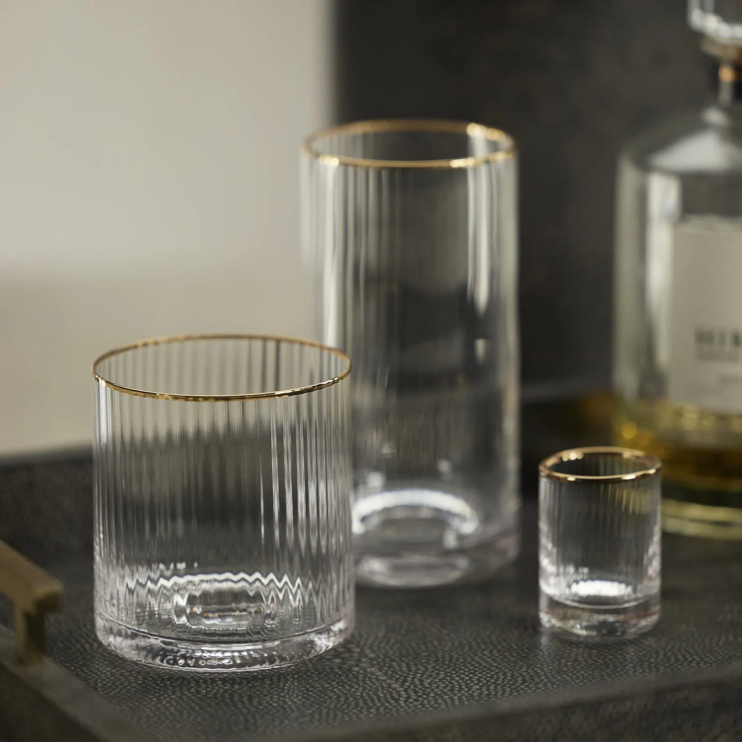 Optic Highball Glass with Gold Rim